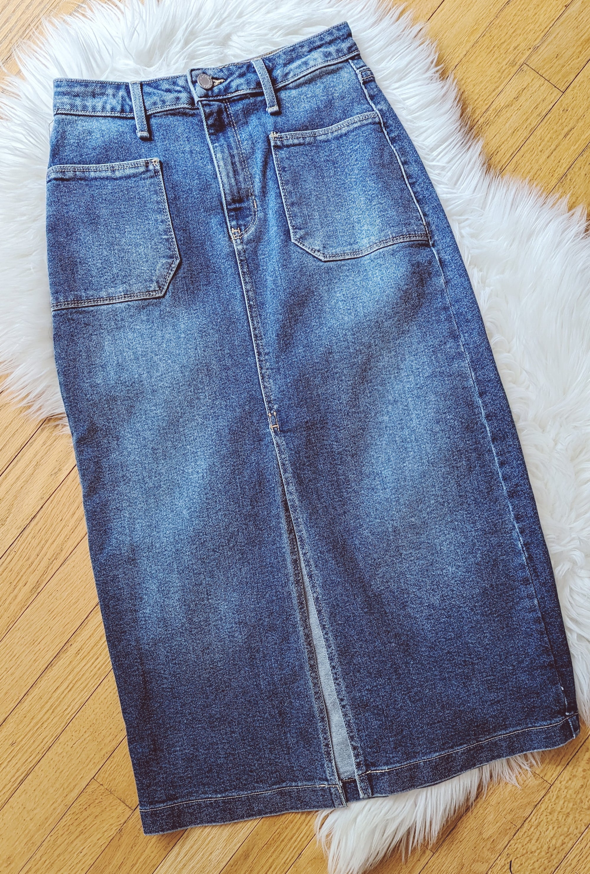 Denim Midi Utility Skirt
