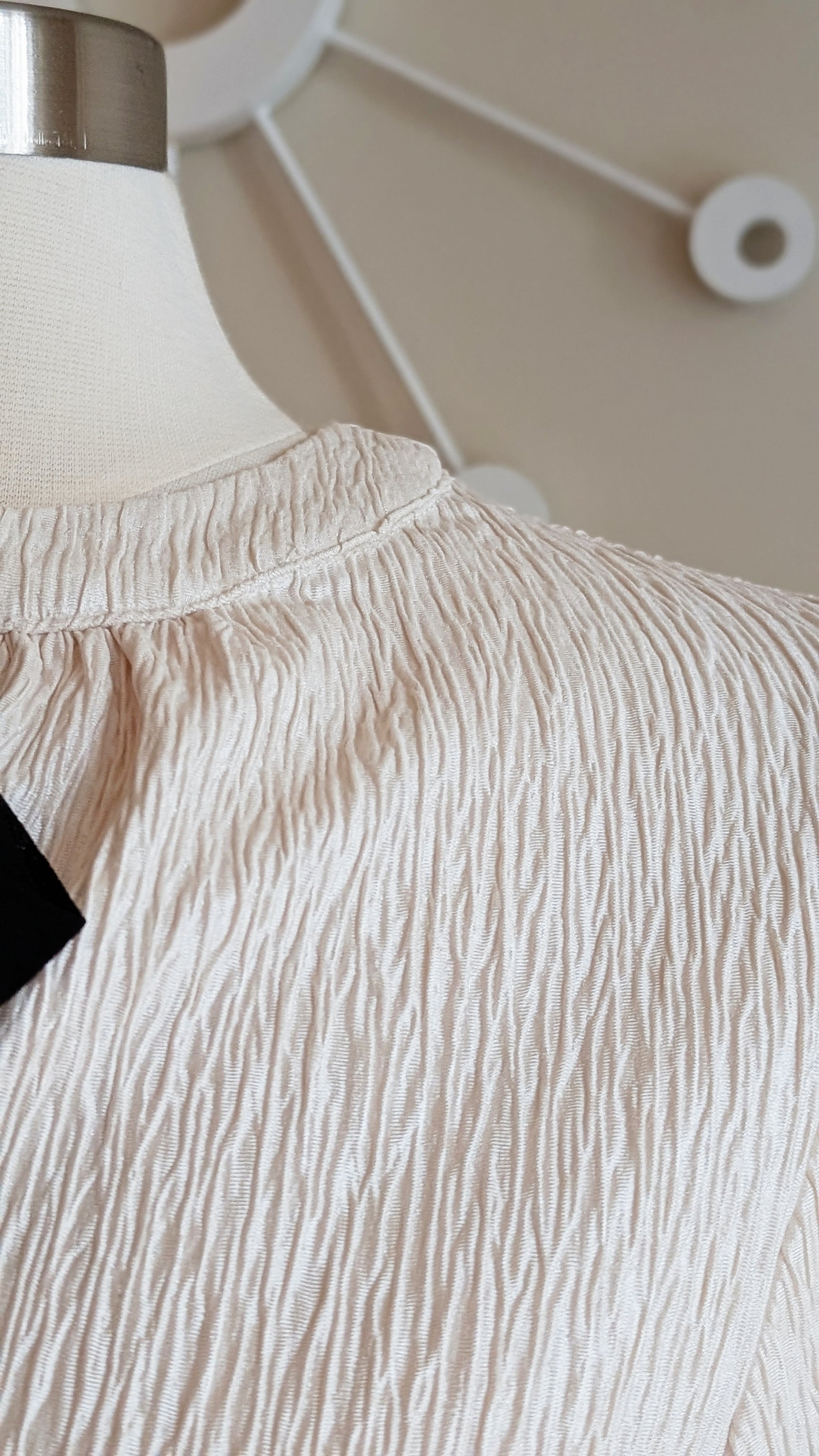ivory blouse with black bow