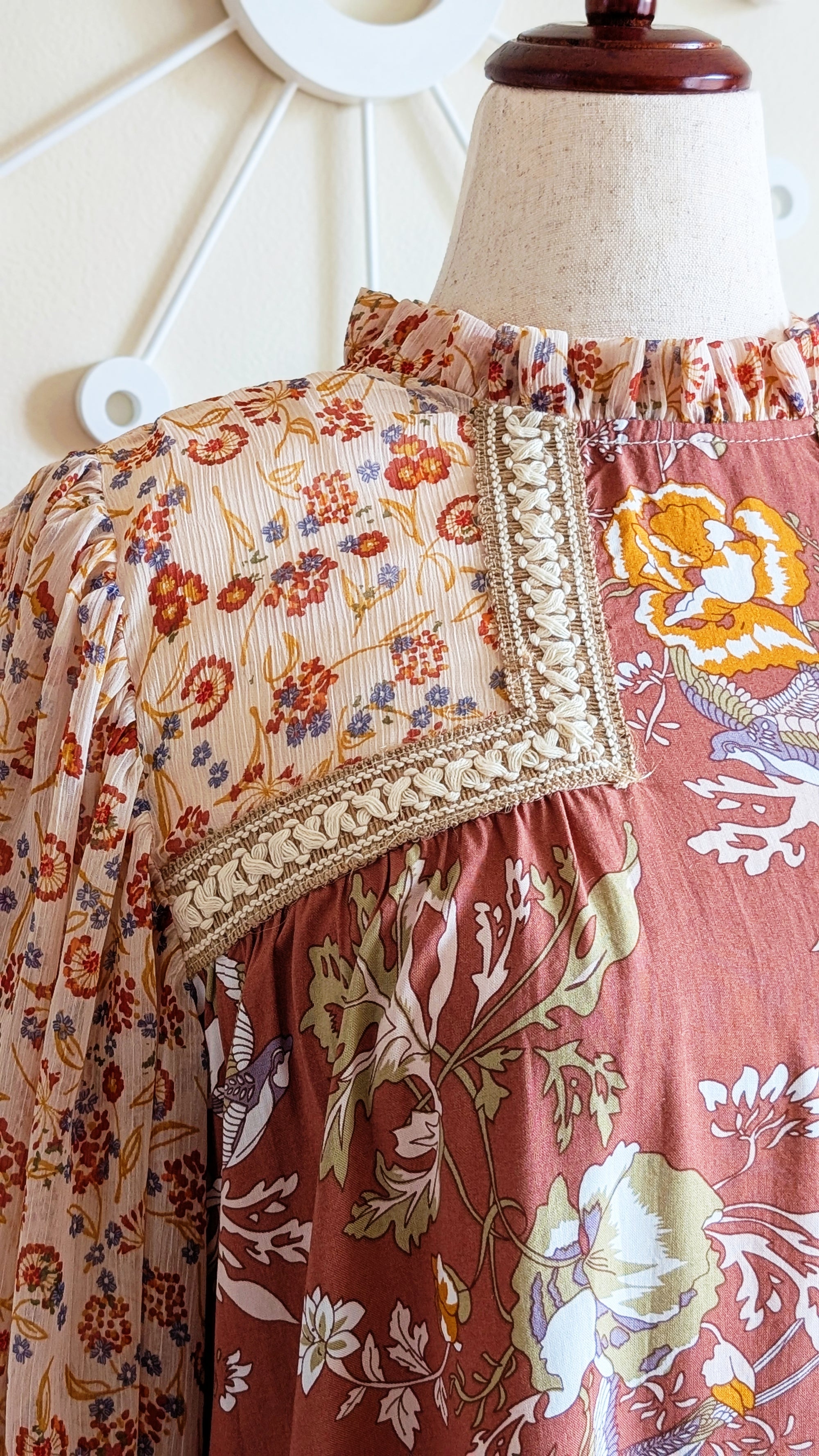 Bohemian Chiffon Blouse with Retro Details