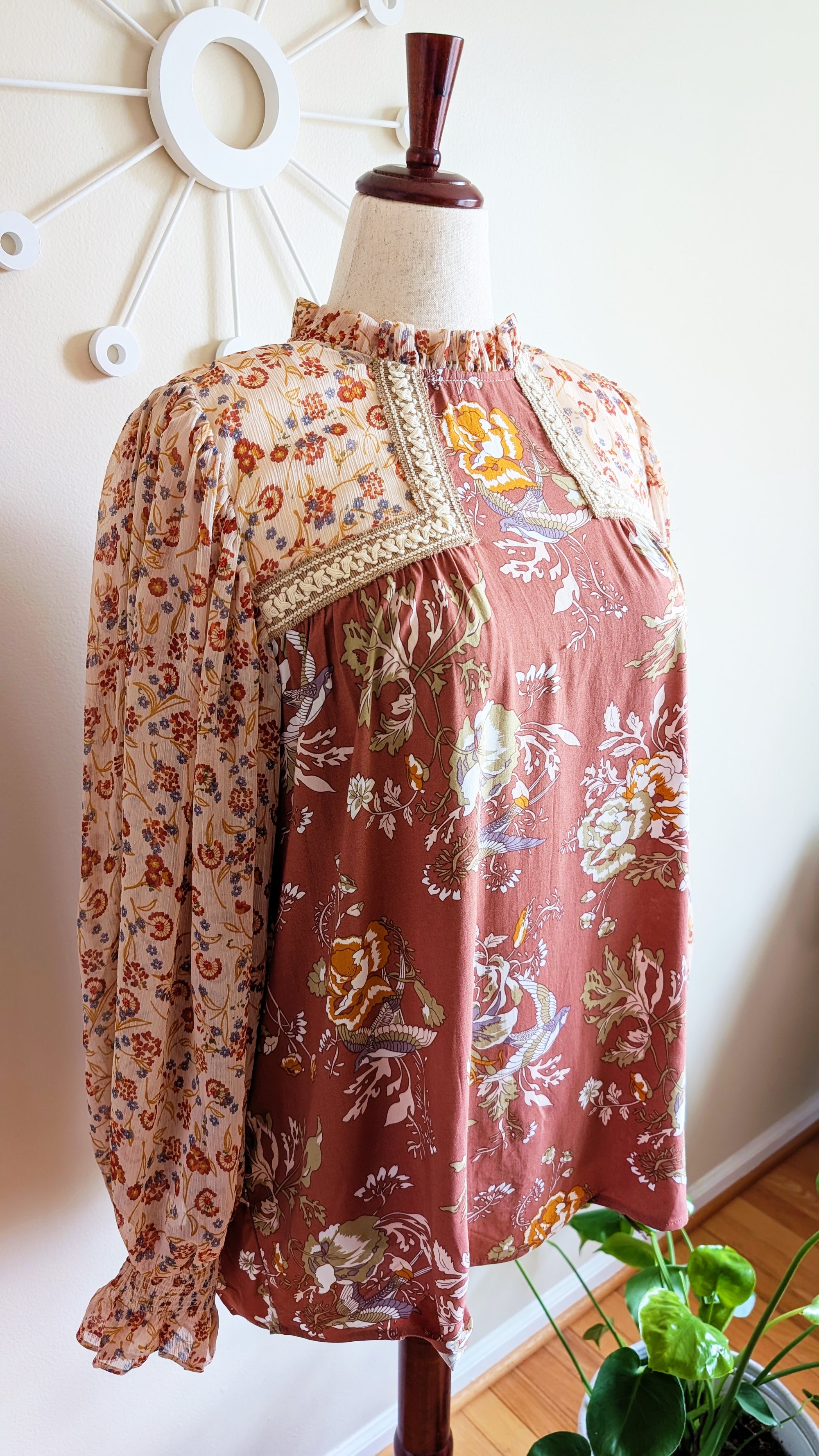 Bohemian Chiffon Blouse with Retro Details