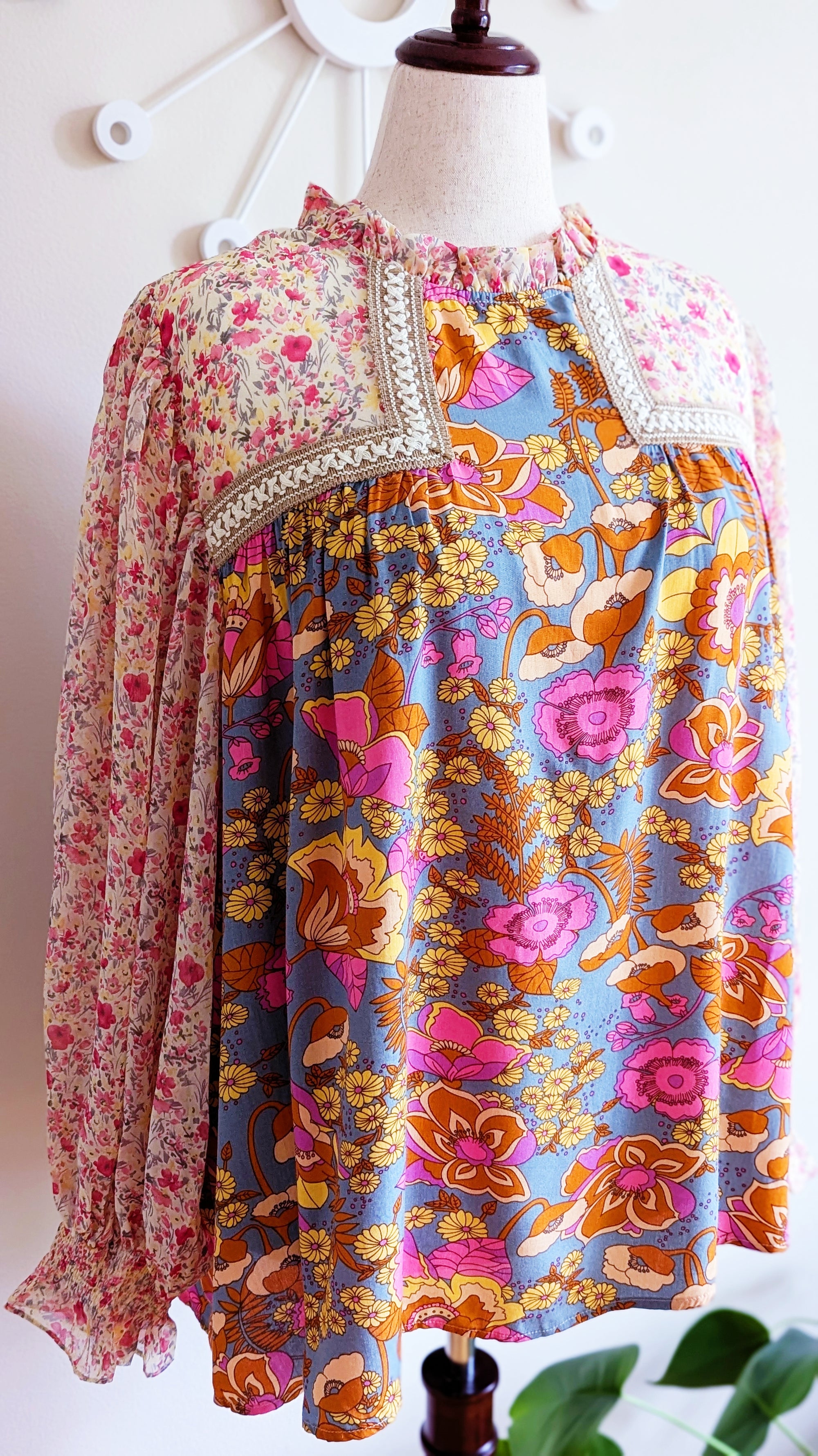 Bohemian Chiffon Blouse with Retro Details