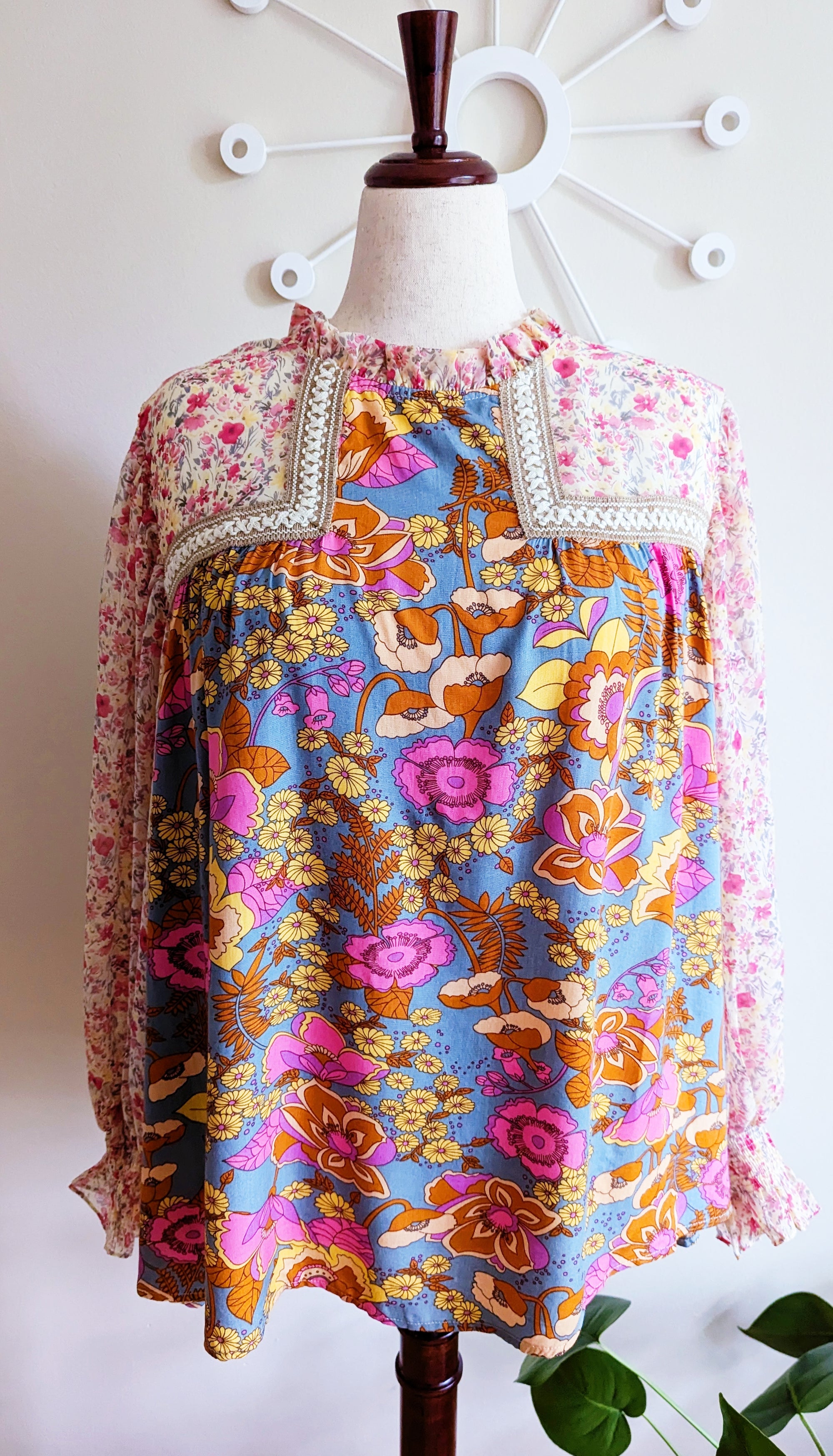 Bohemian Chiffon Blouse with Retro Details