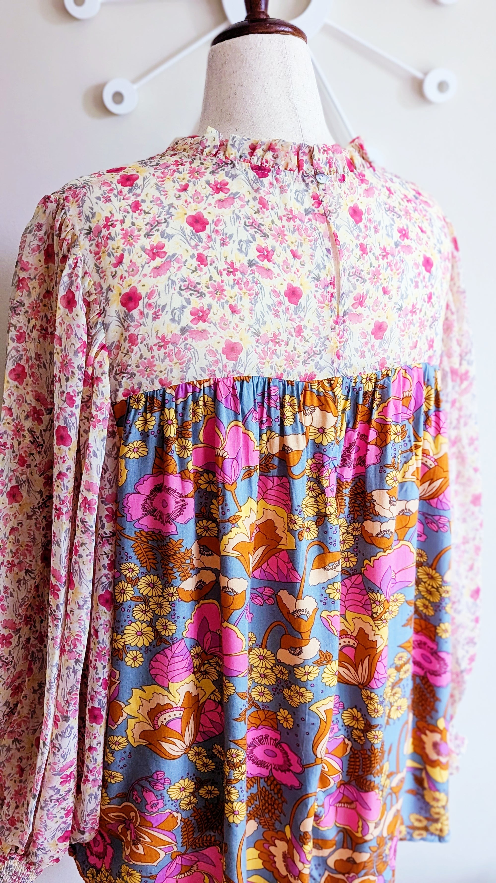 Bohemian Chiffon Blouse with Retro Details