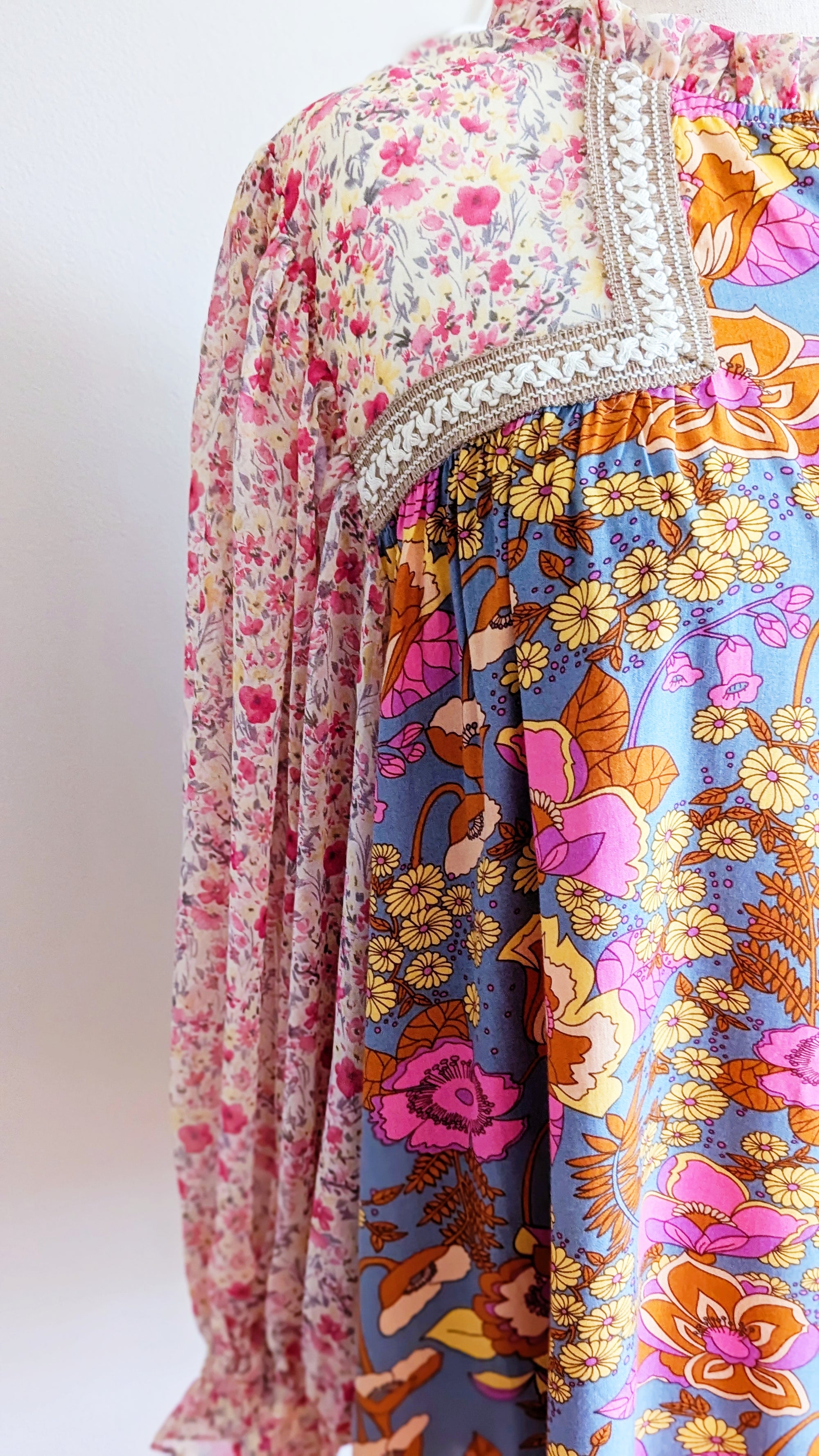Bohemian Chiffon Blouse with Retro Details