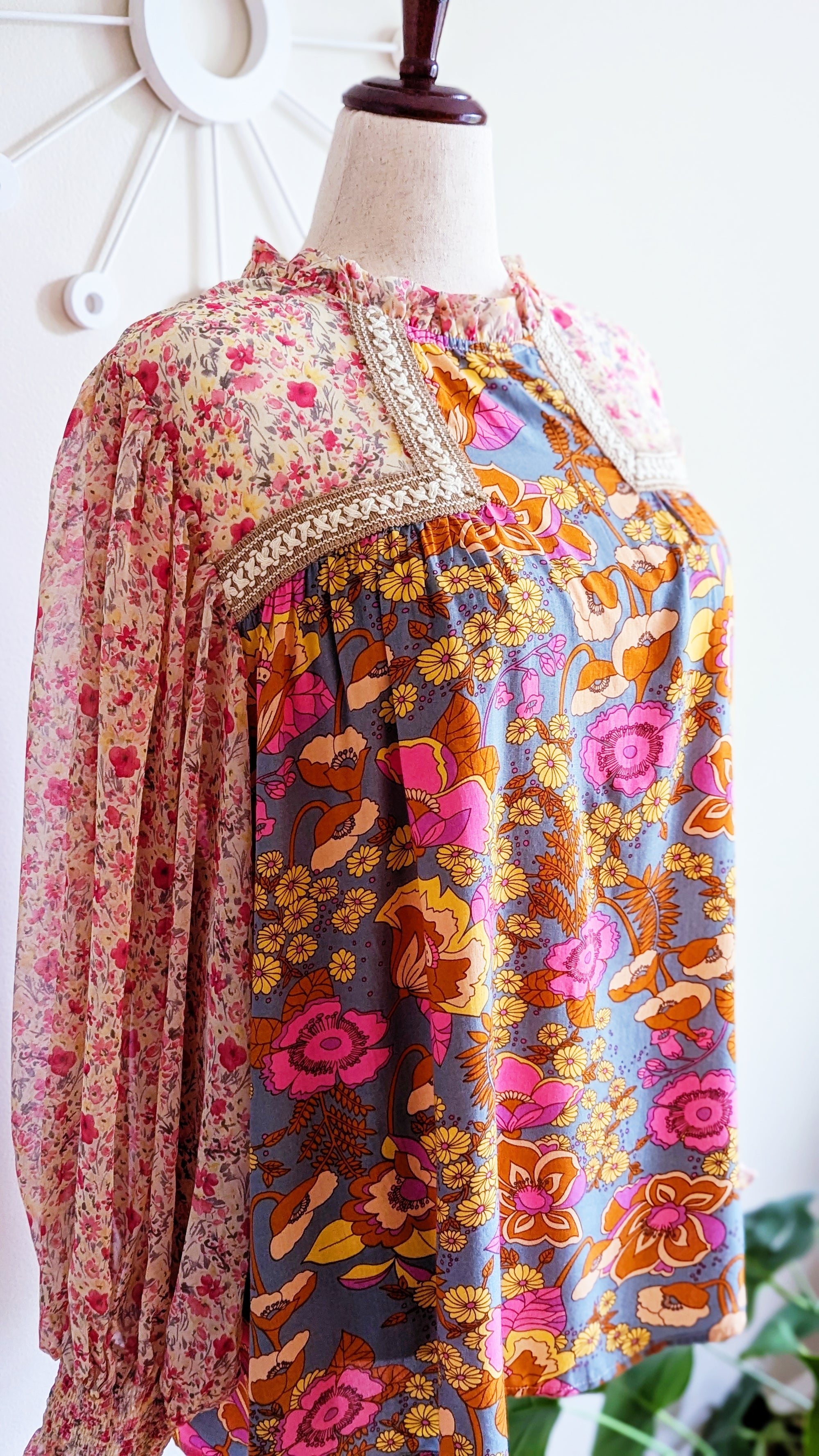 Bohemian Chiffon Blouse with Retro Details
