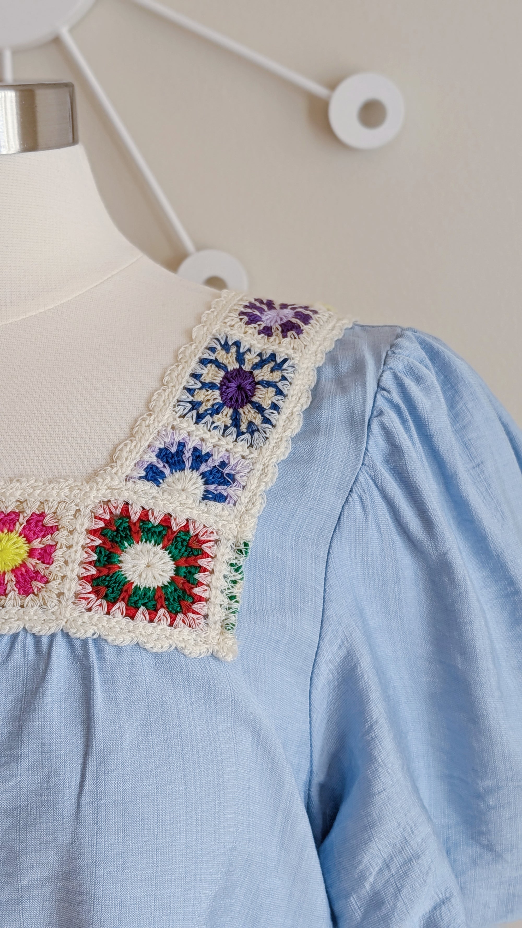 Crochet Neck Peasant Top