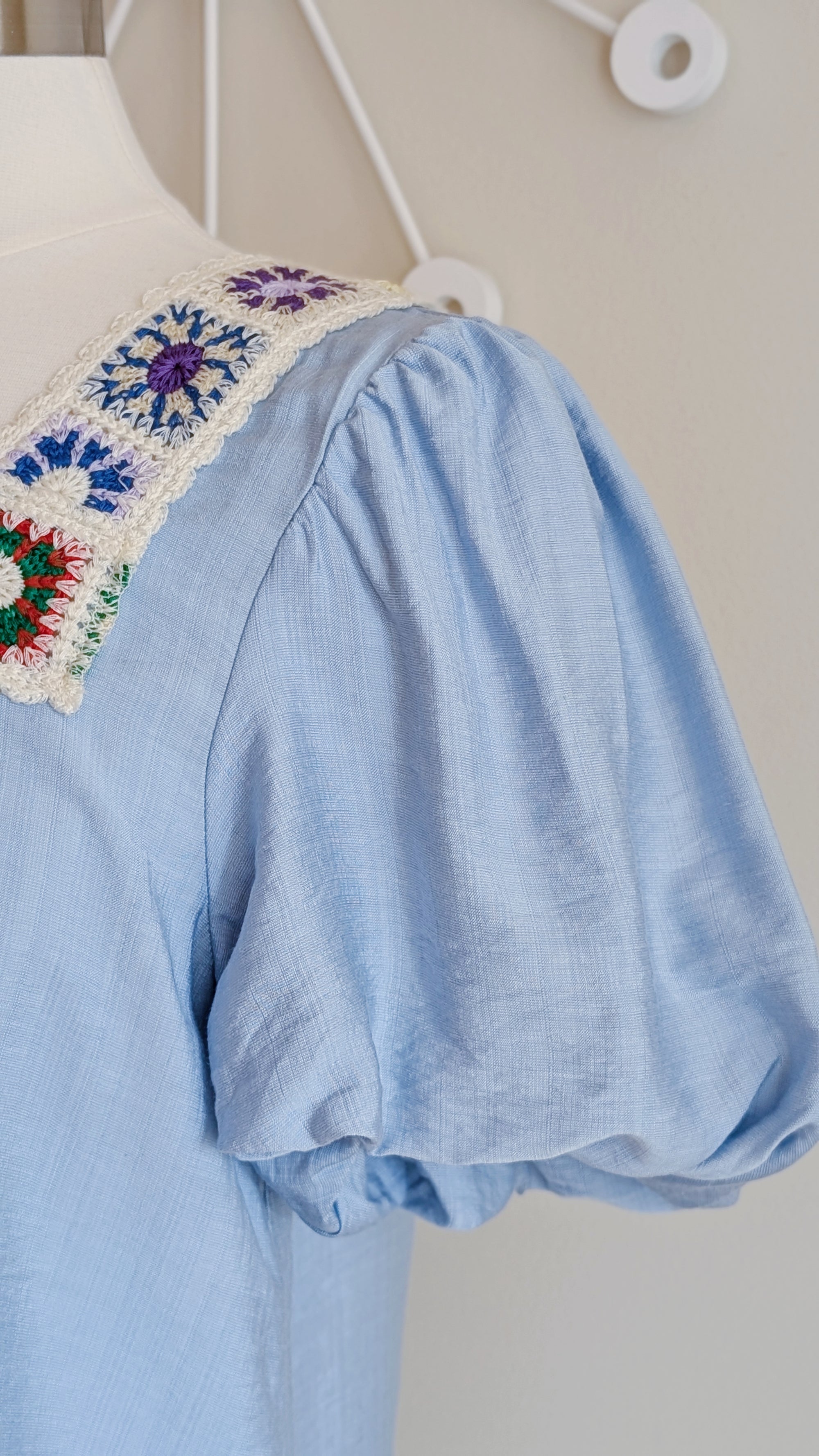 Crochet Neck Peasant Top