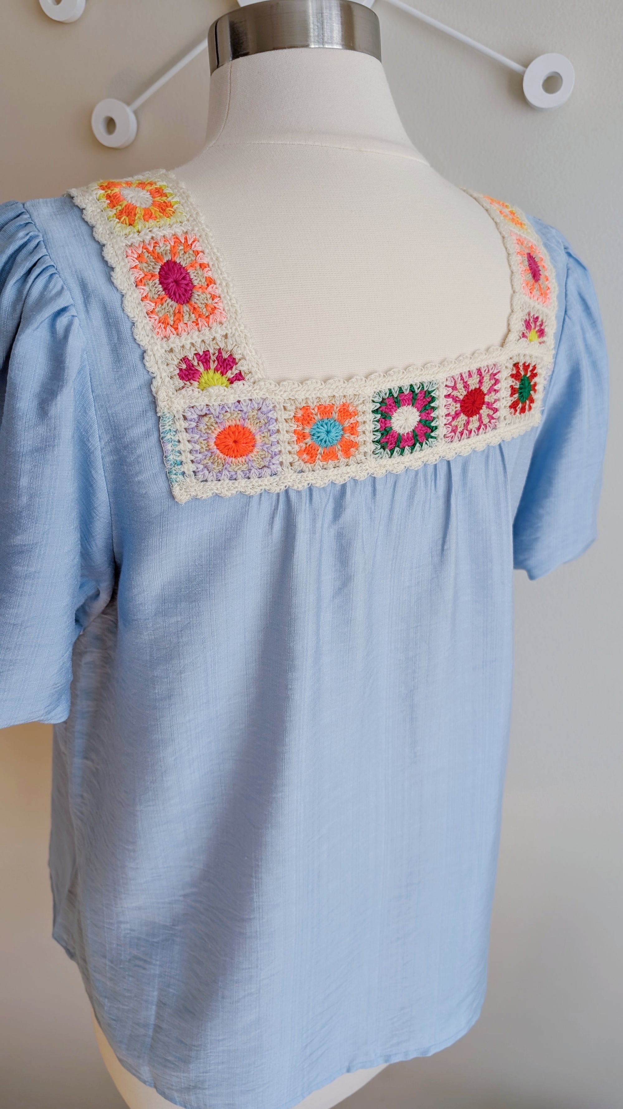 Crochet Neck Peasant Top