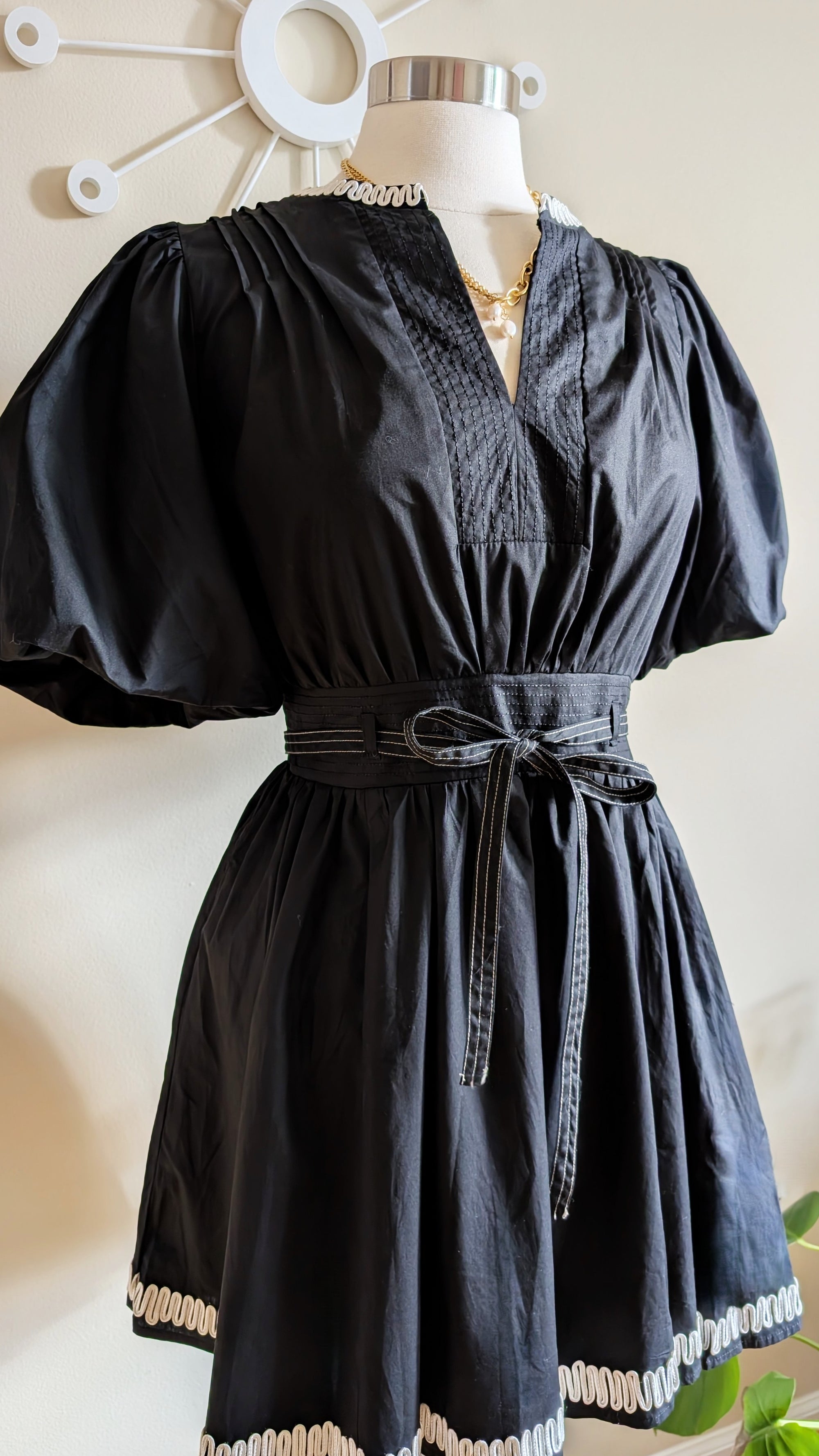 embroidered black dress