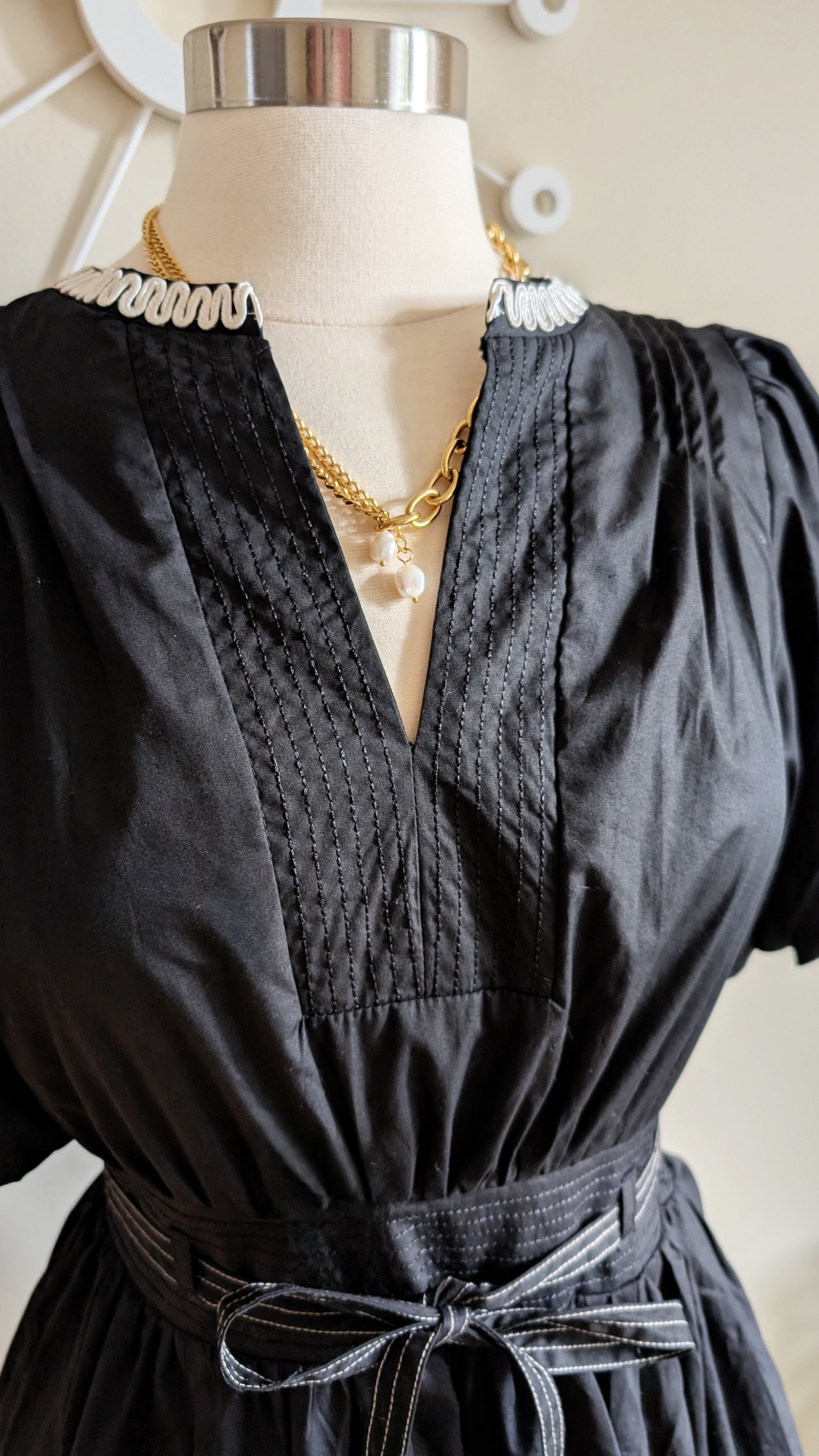 embroidered black dress