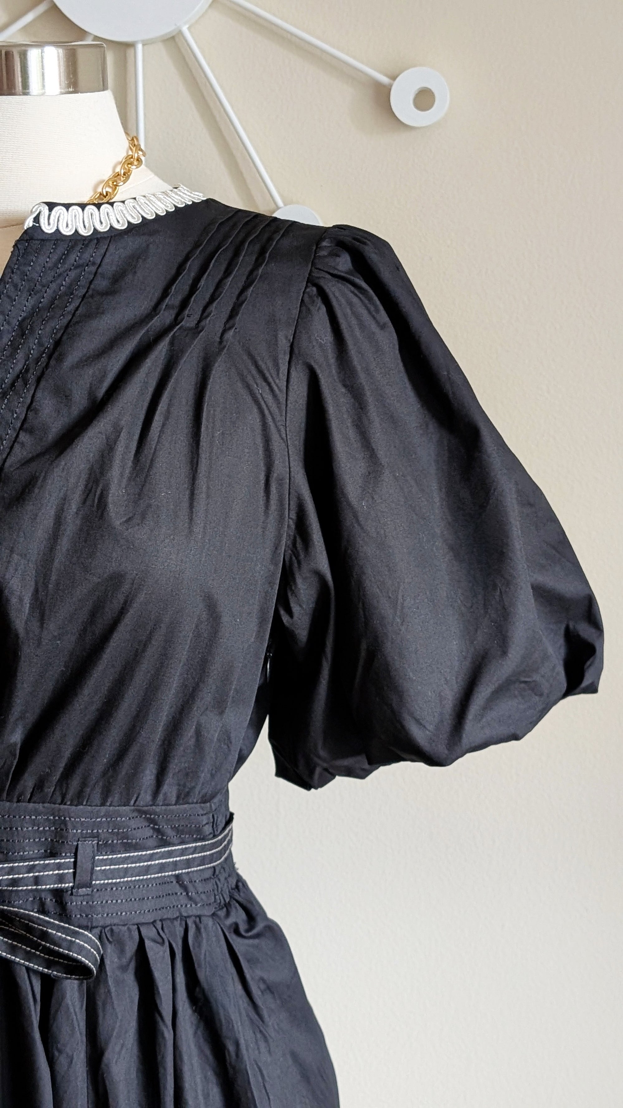 embroidered black dress