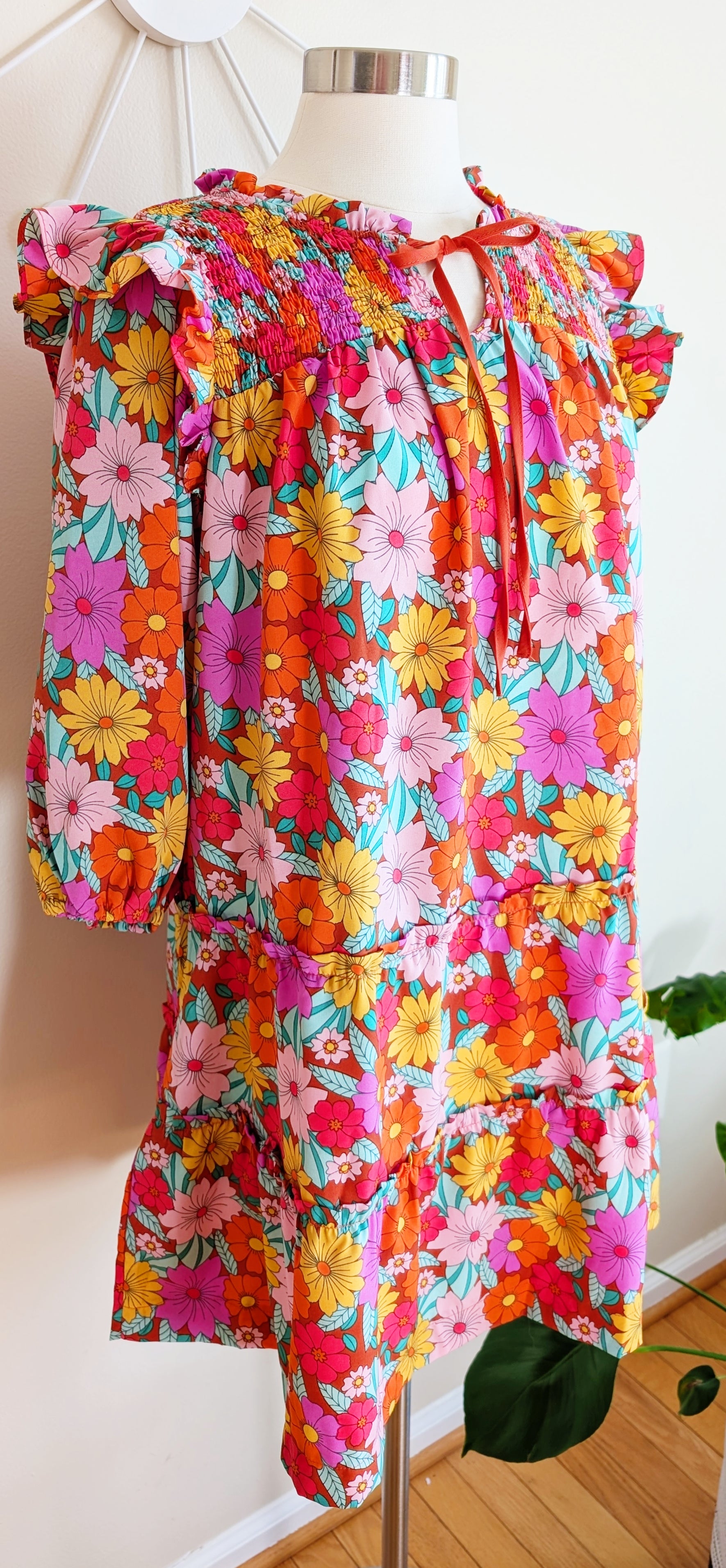 retro print dress