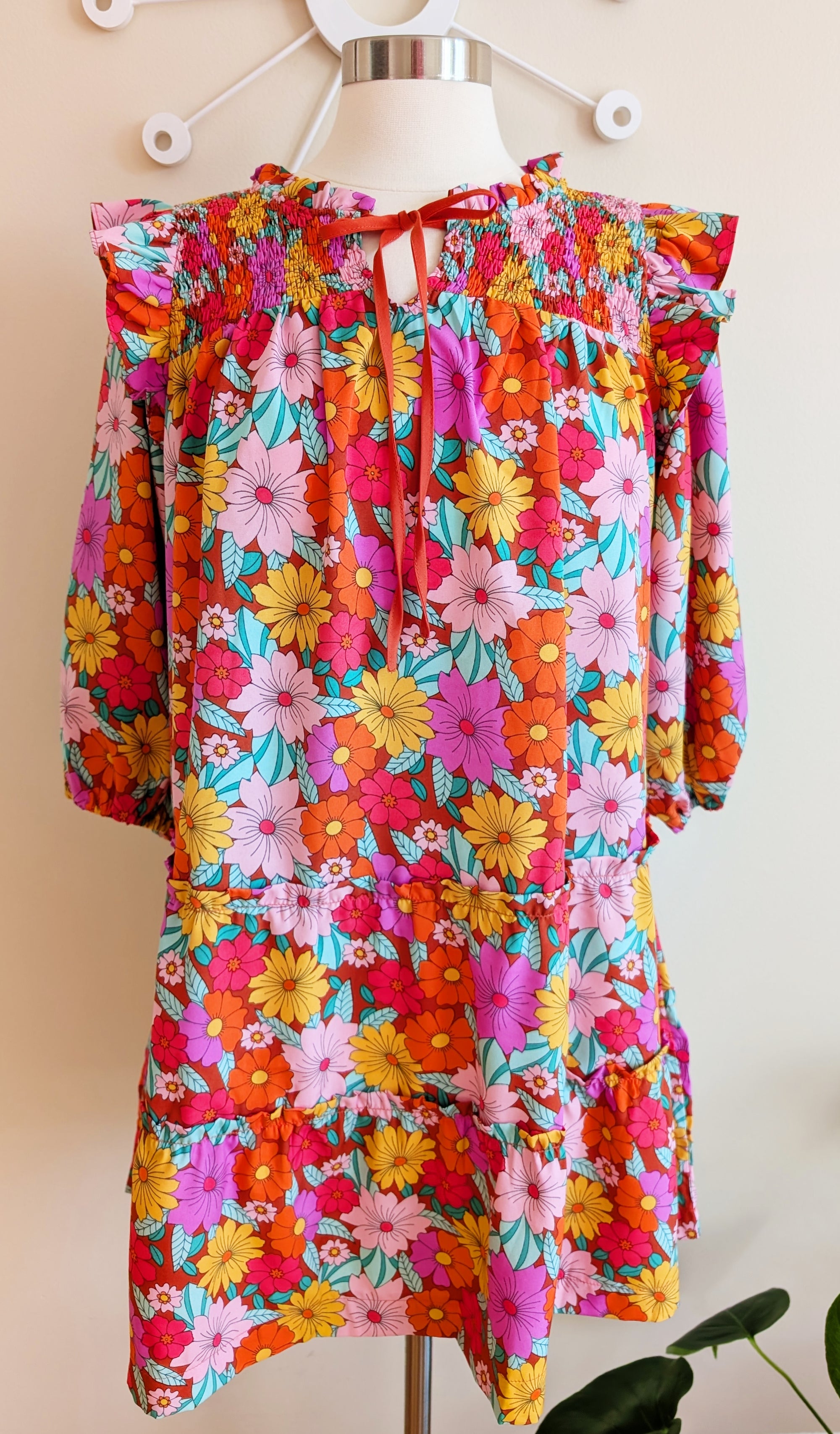 retro print dress