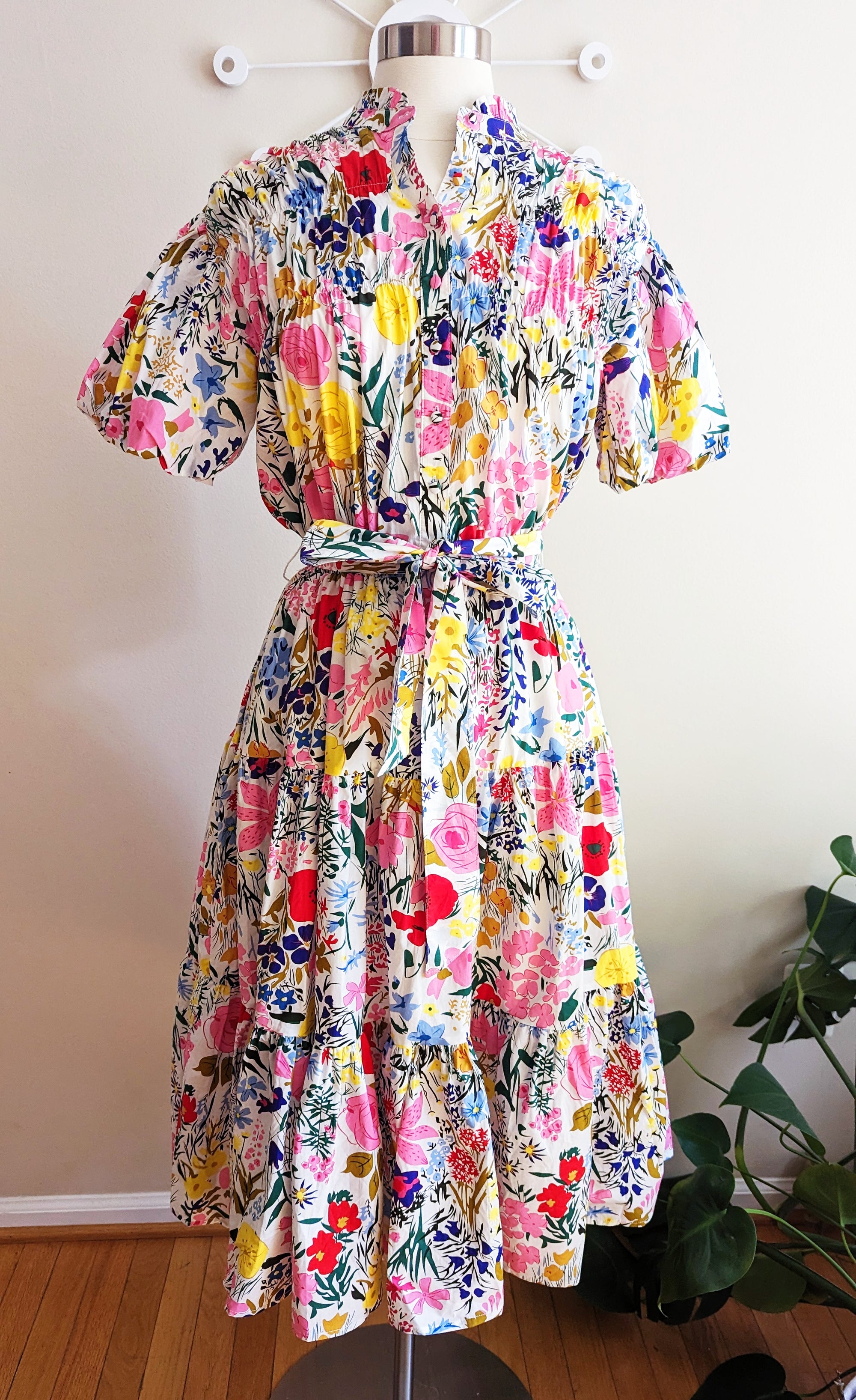 Retro Floral Print Midi Dress