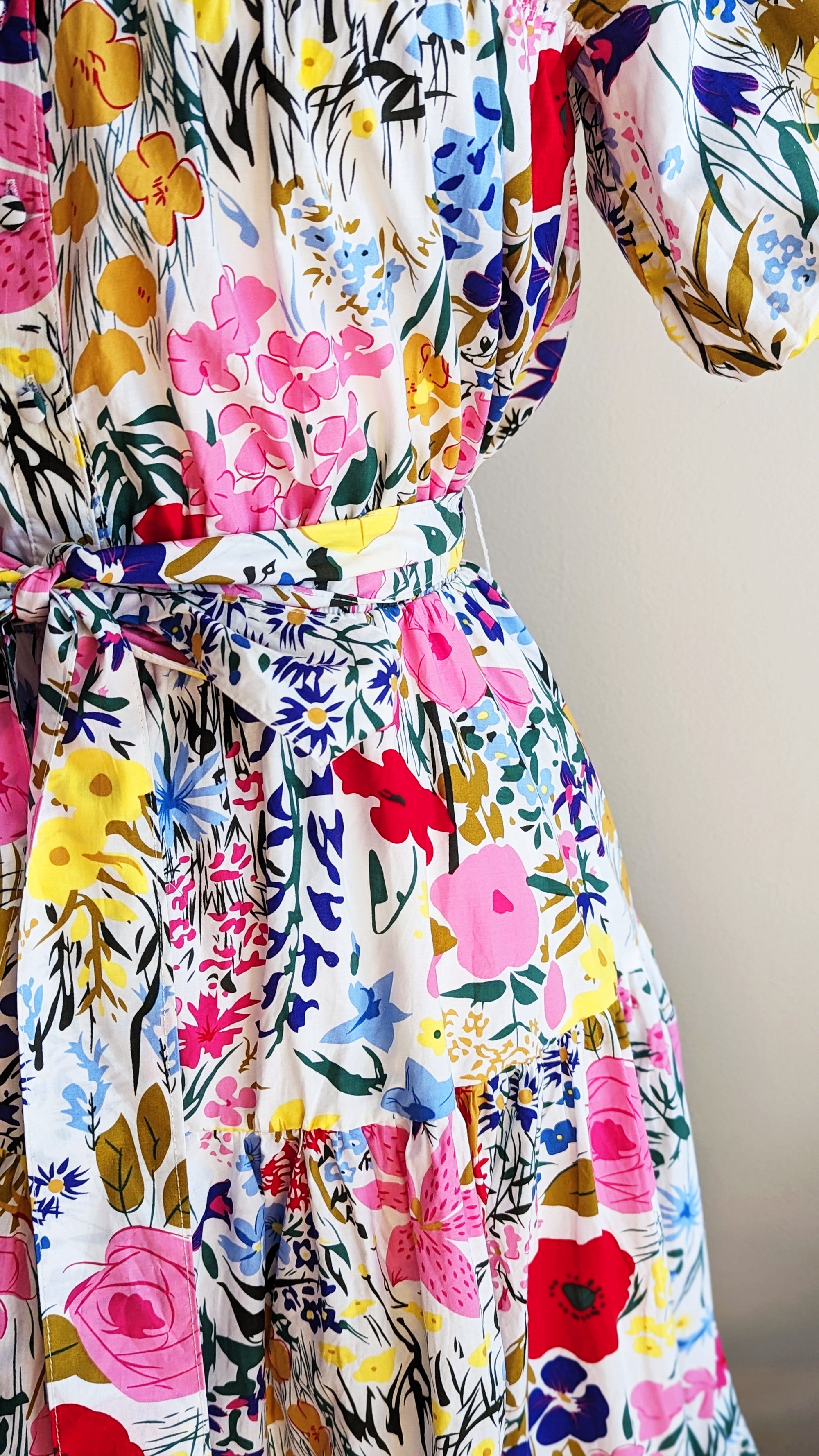 Retro Floral Print Midi Dress