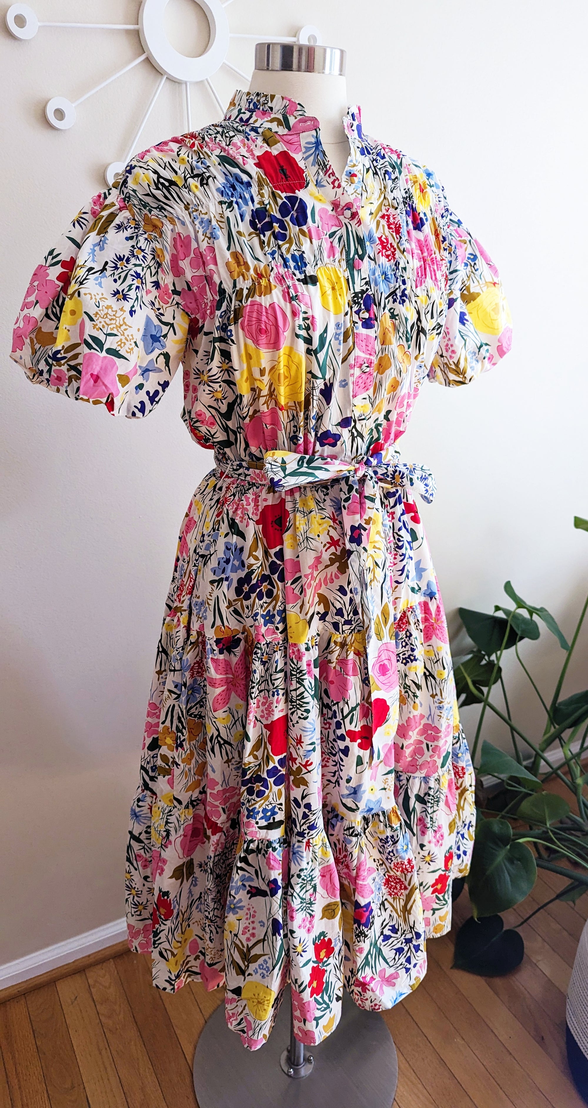 Retro Floral Print Midi Dress