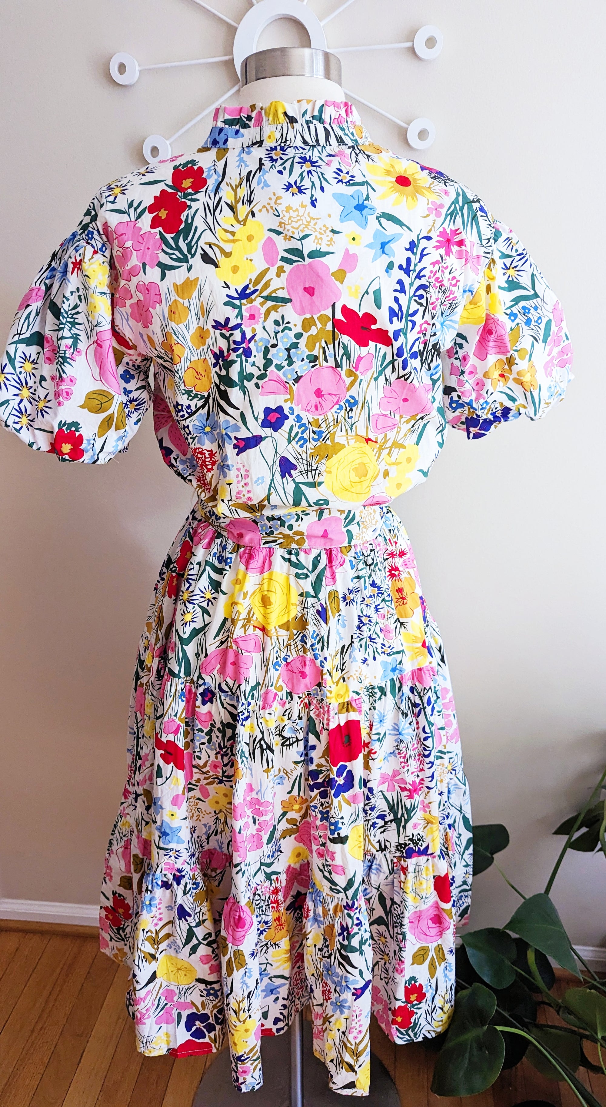 Retro Floral Print Midi Dress