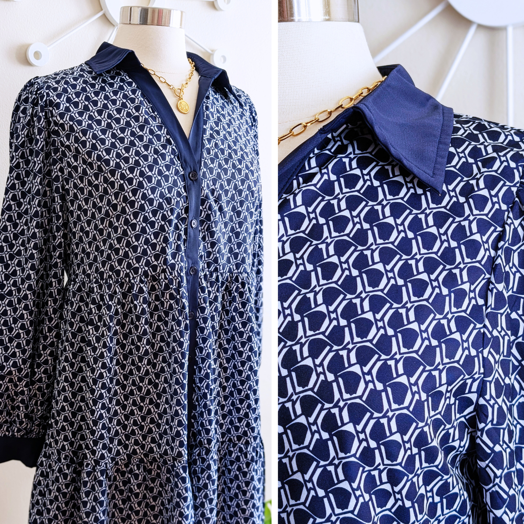 Geometric Navy Dress