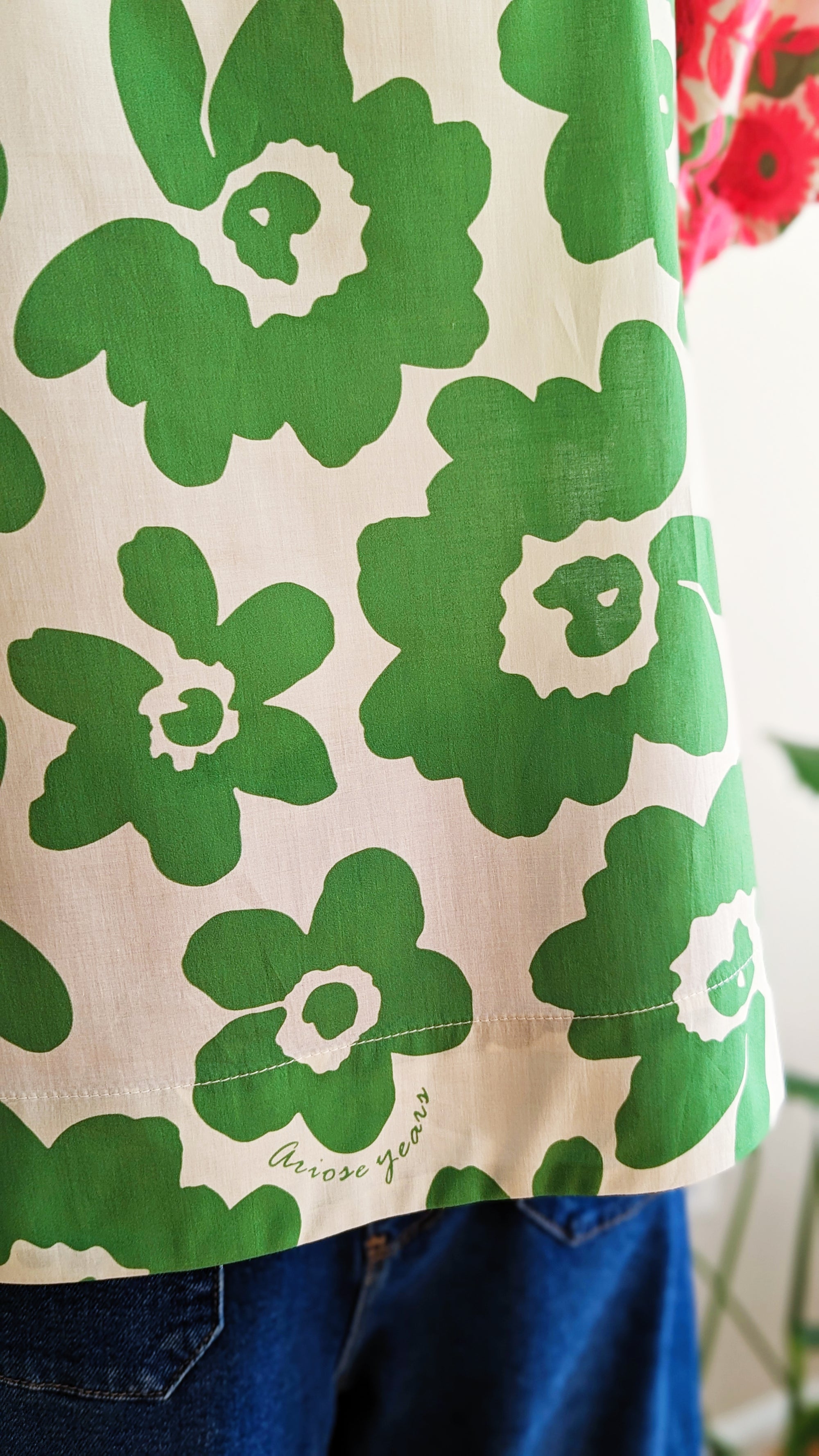 Embroidered Floral Top in Pink and Green
