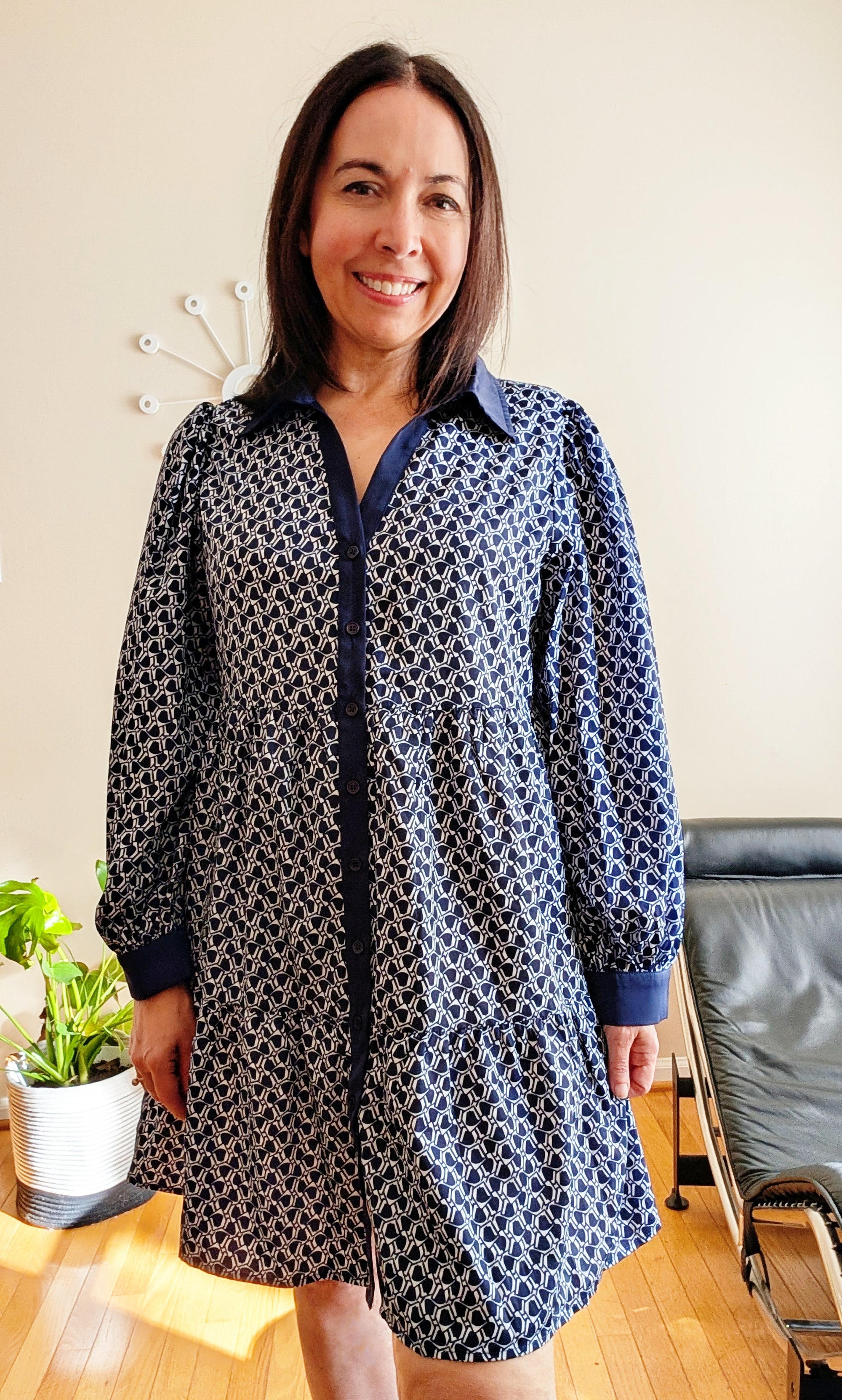 Geometric Navy Dress