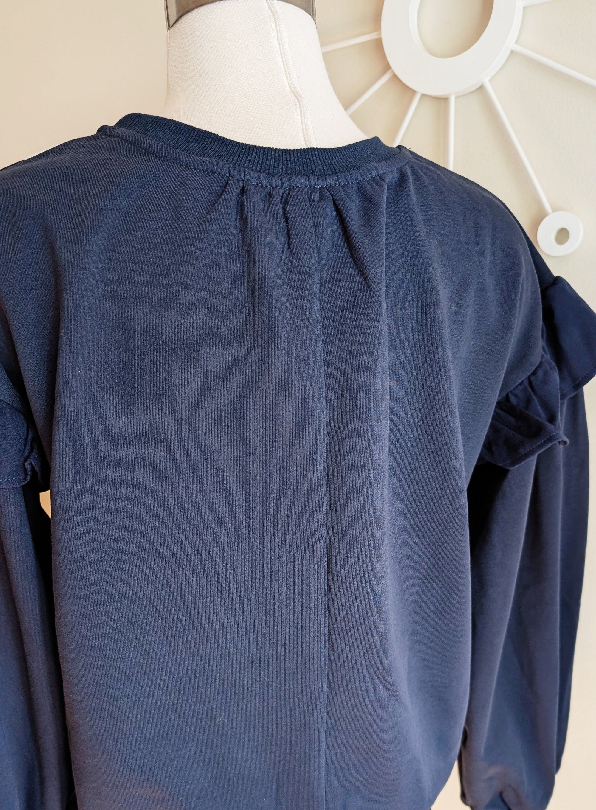 Navy Sweatshirt with Bow Details