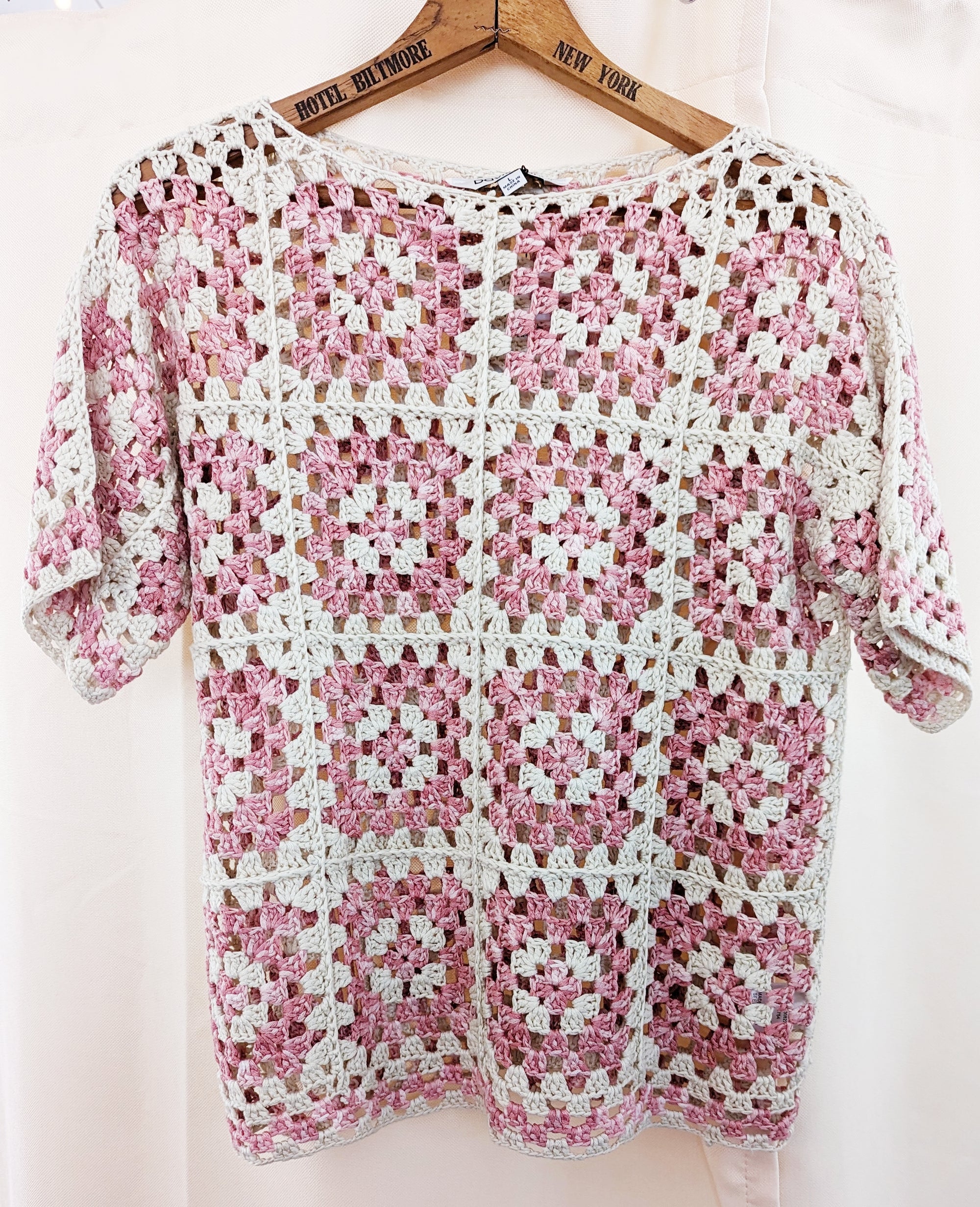 Short Sleeve Granny Square Sweater