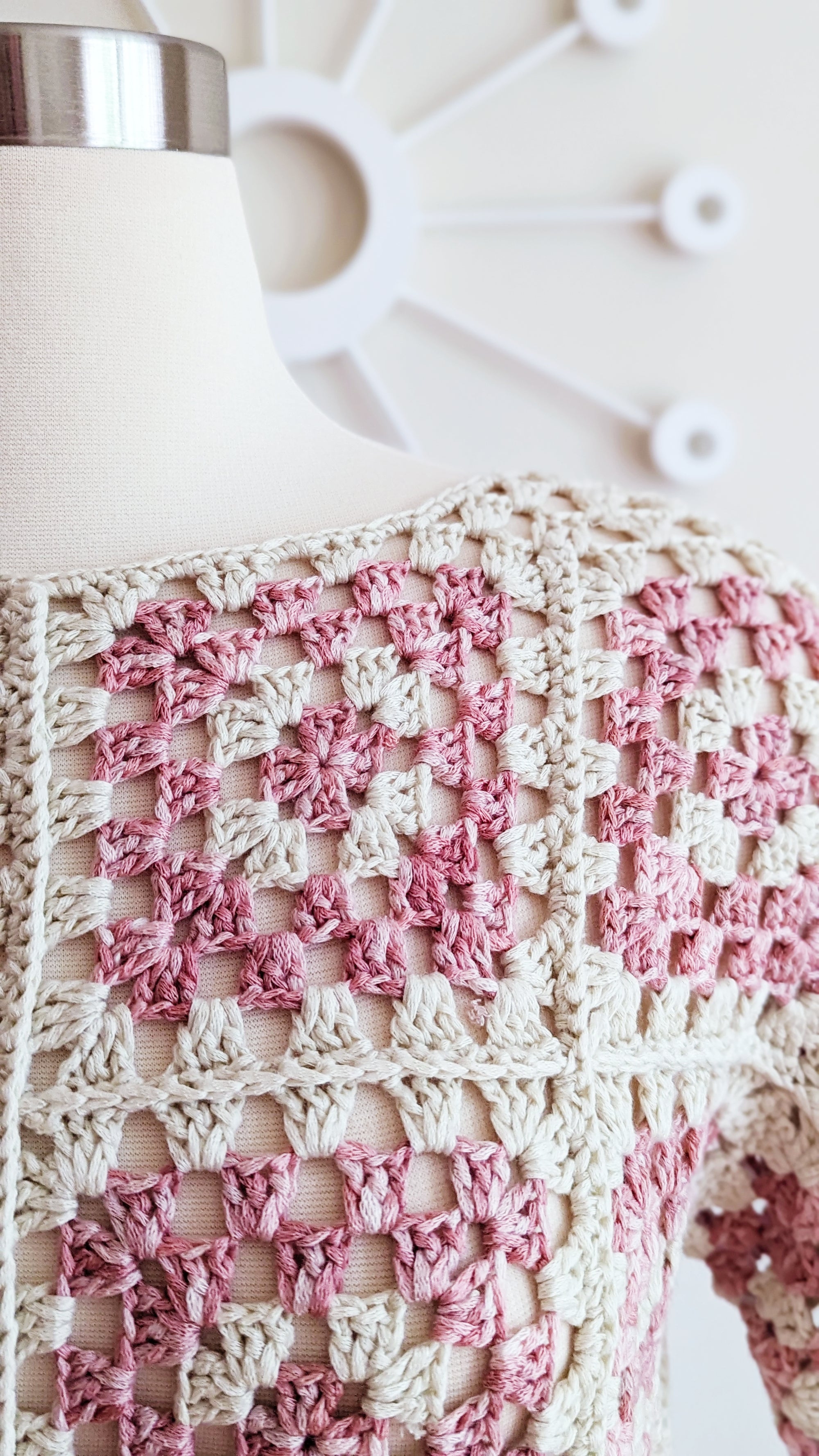 Short Sleeve Granny Square Sweater