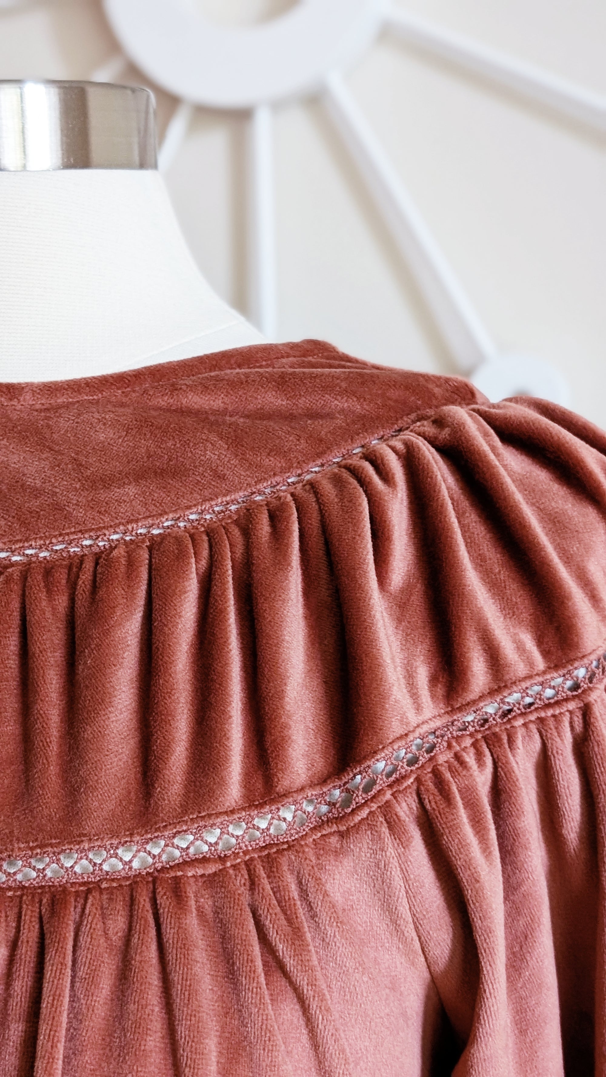 Rosewood Velvet Peasant Top