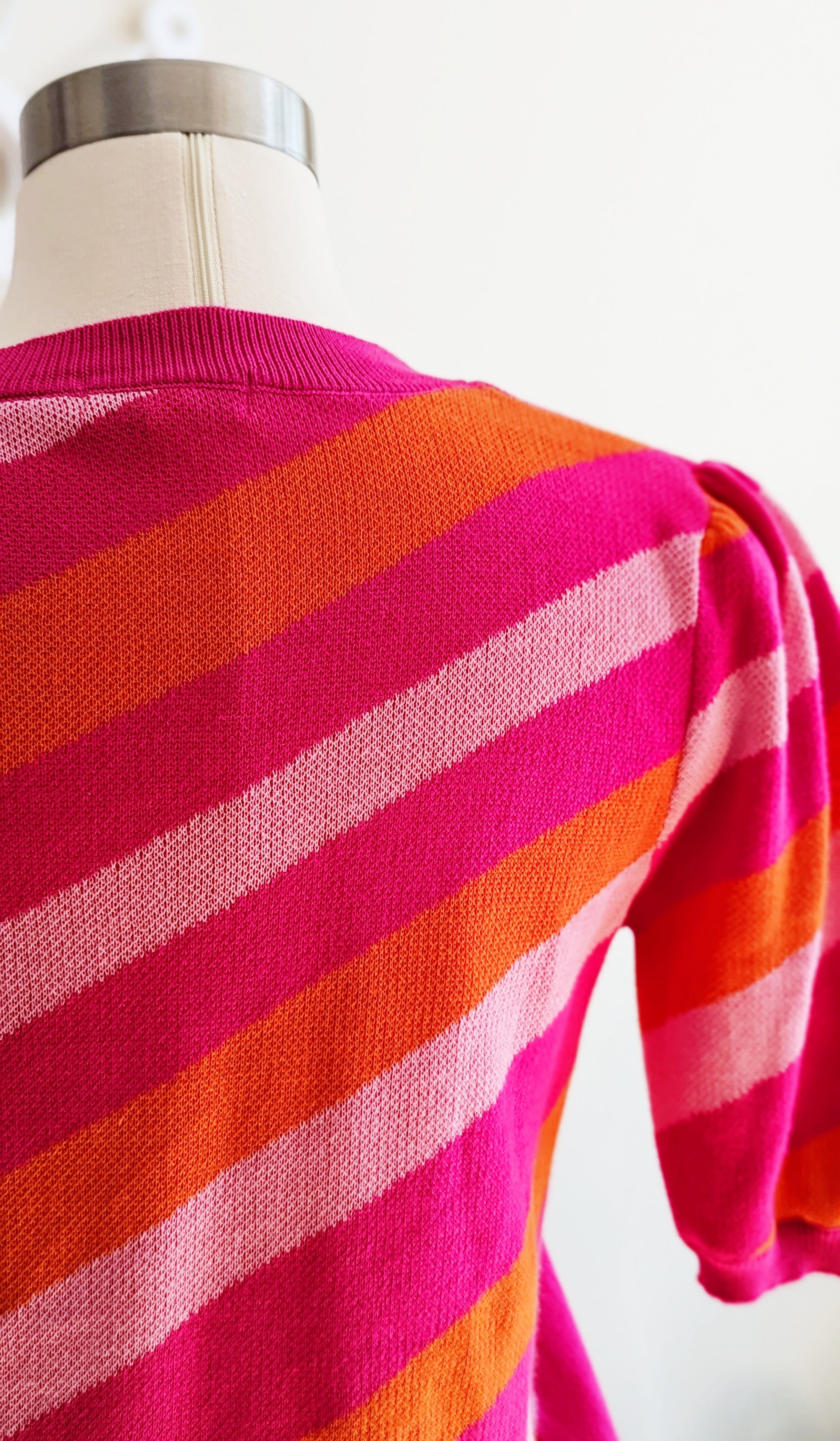 Cheerful Striped Short Sleeve Sweater