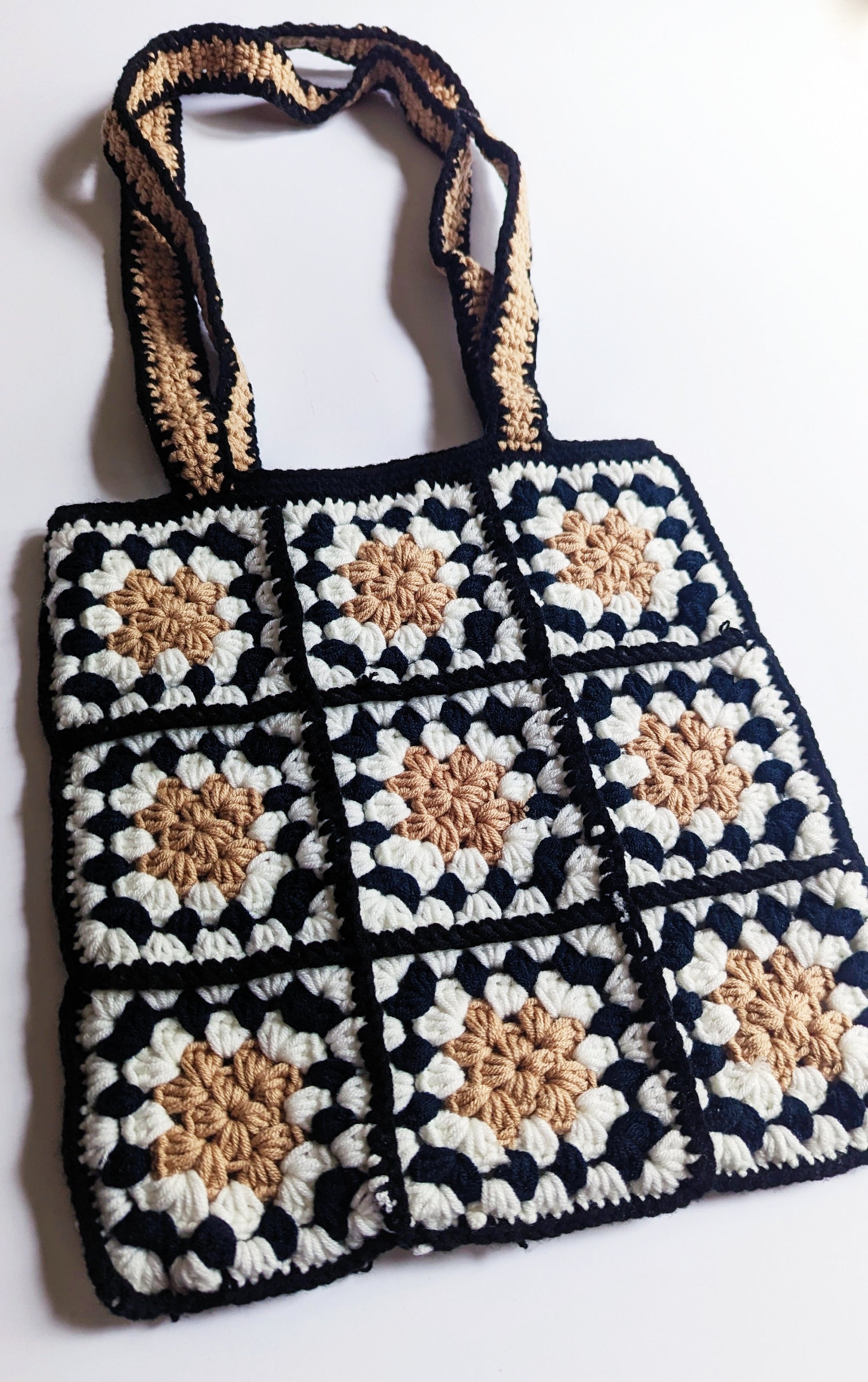 Neutral Tone Granny Square Crochet Bag