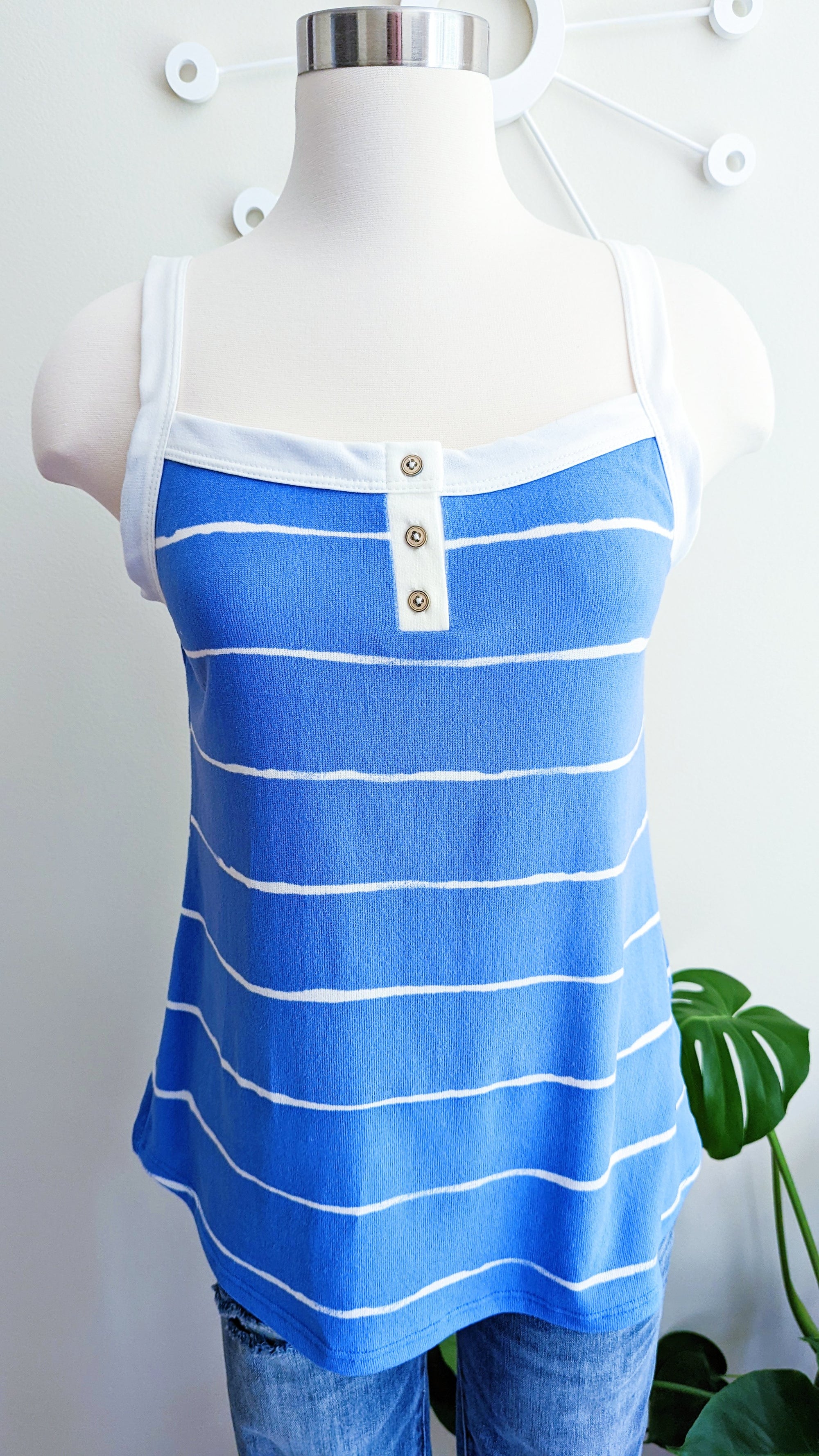 Soft Striped Blue Tank Top