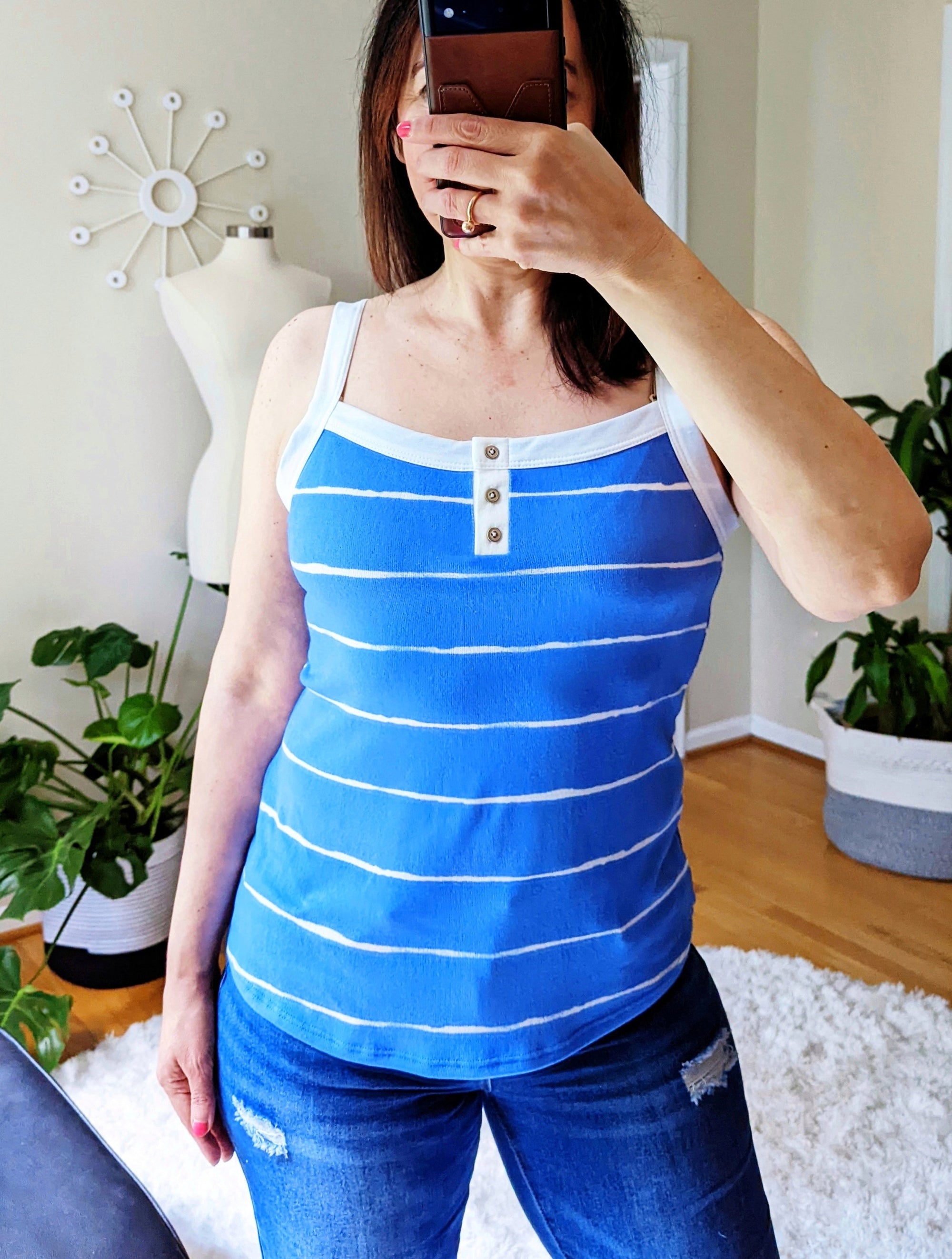 Soft Striped Blue Tank Top