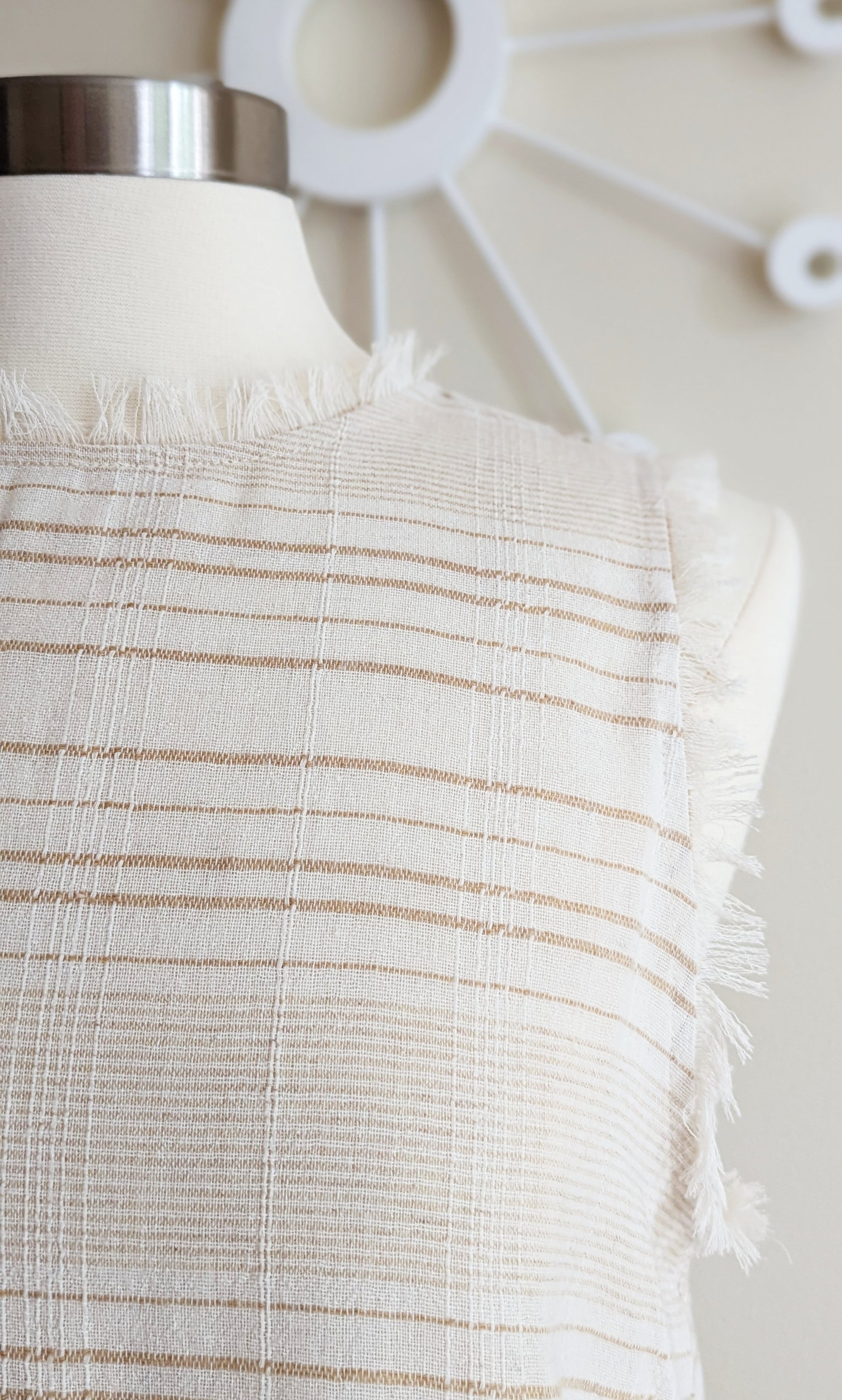 Striped Sleeveless Fringed Top