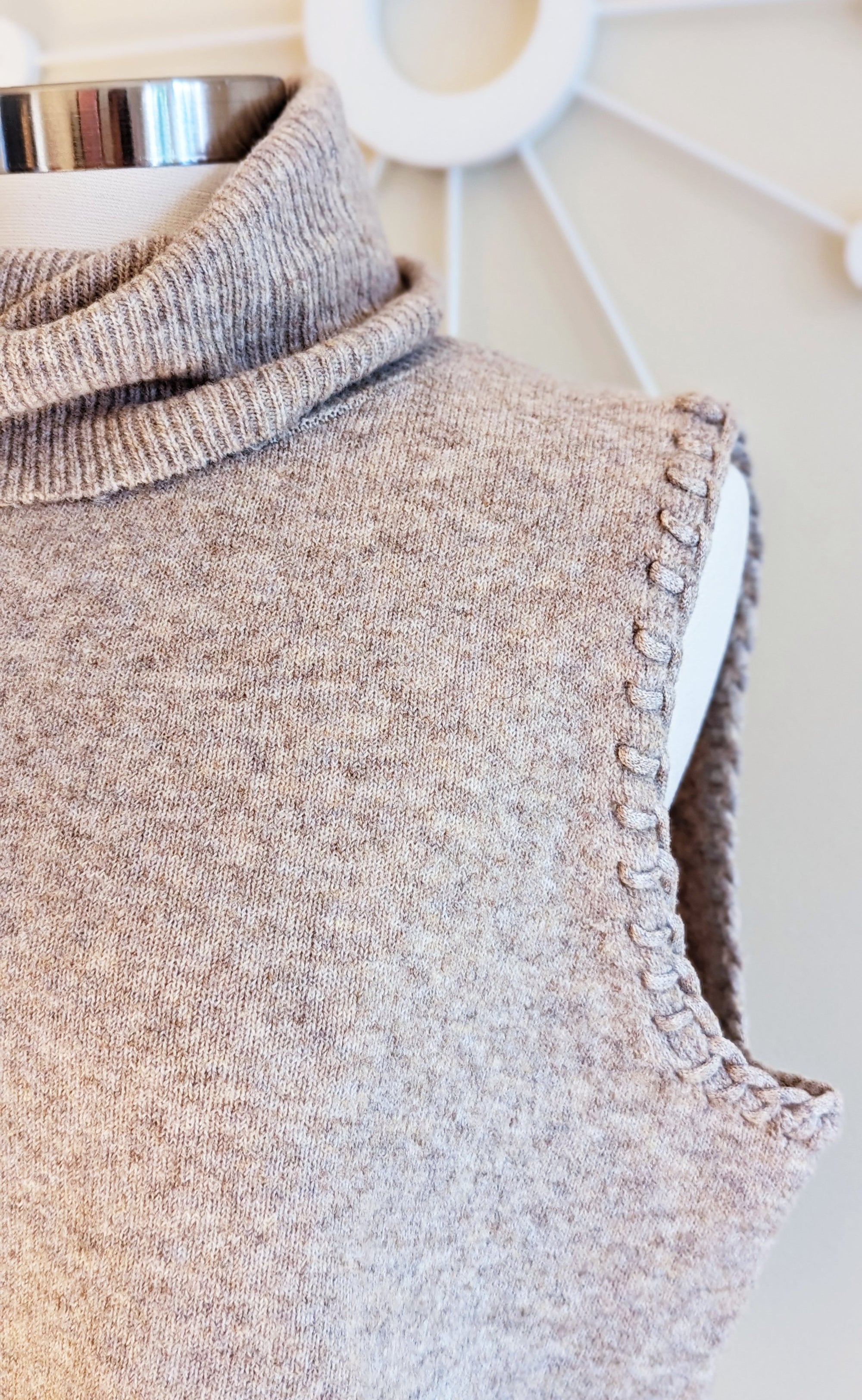 Taupe Turtleneck Sweater Vest