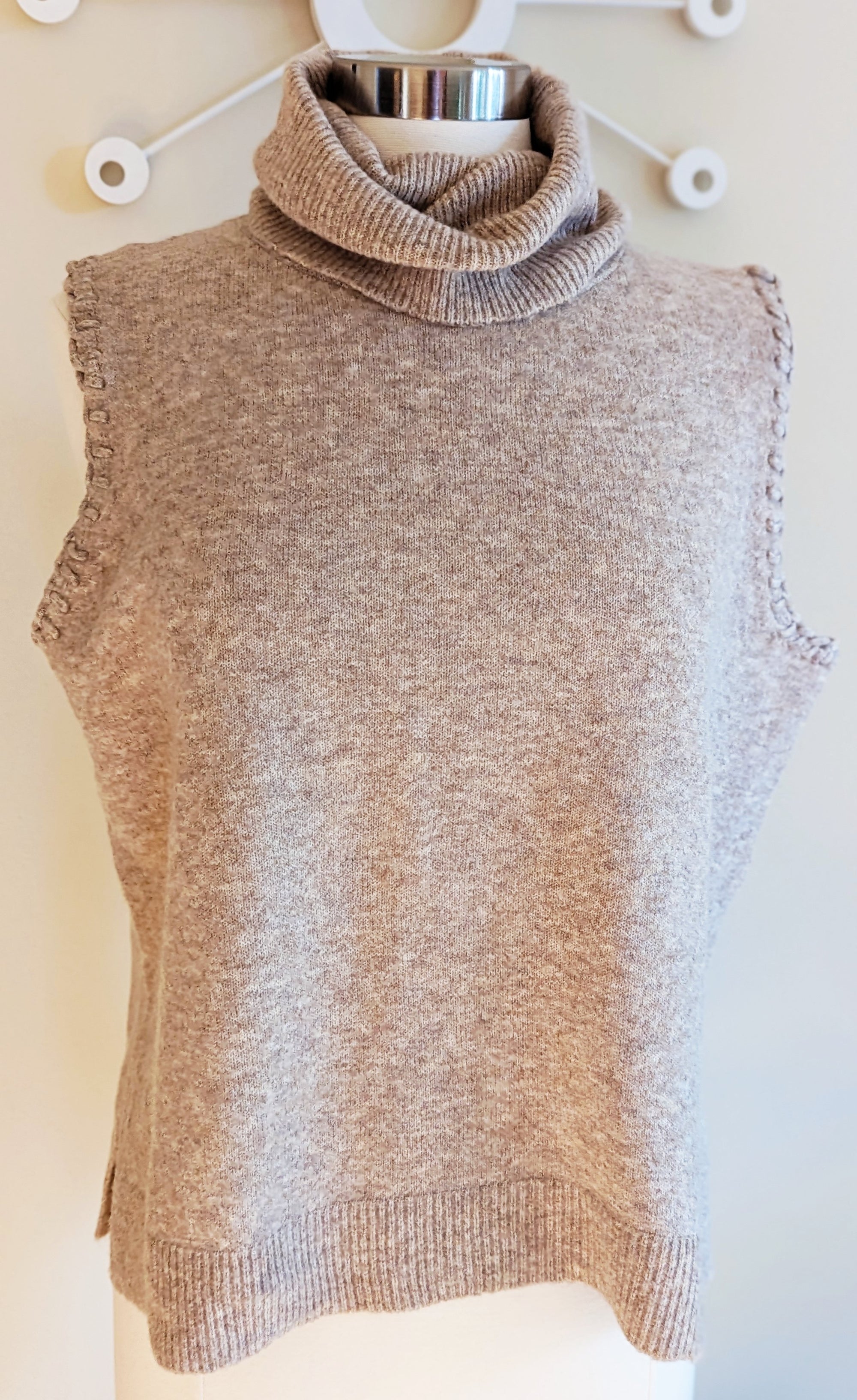 Taupe Turtleneck Sweater Vest