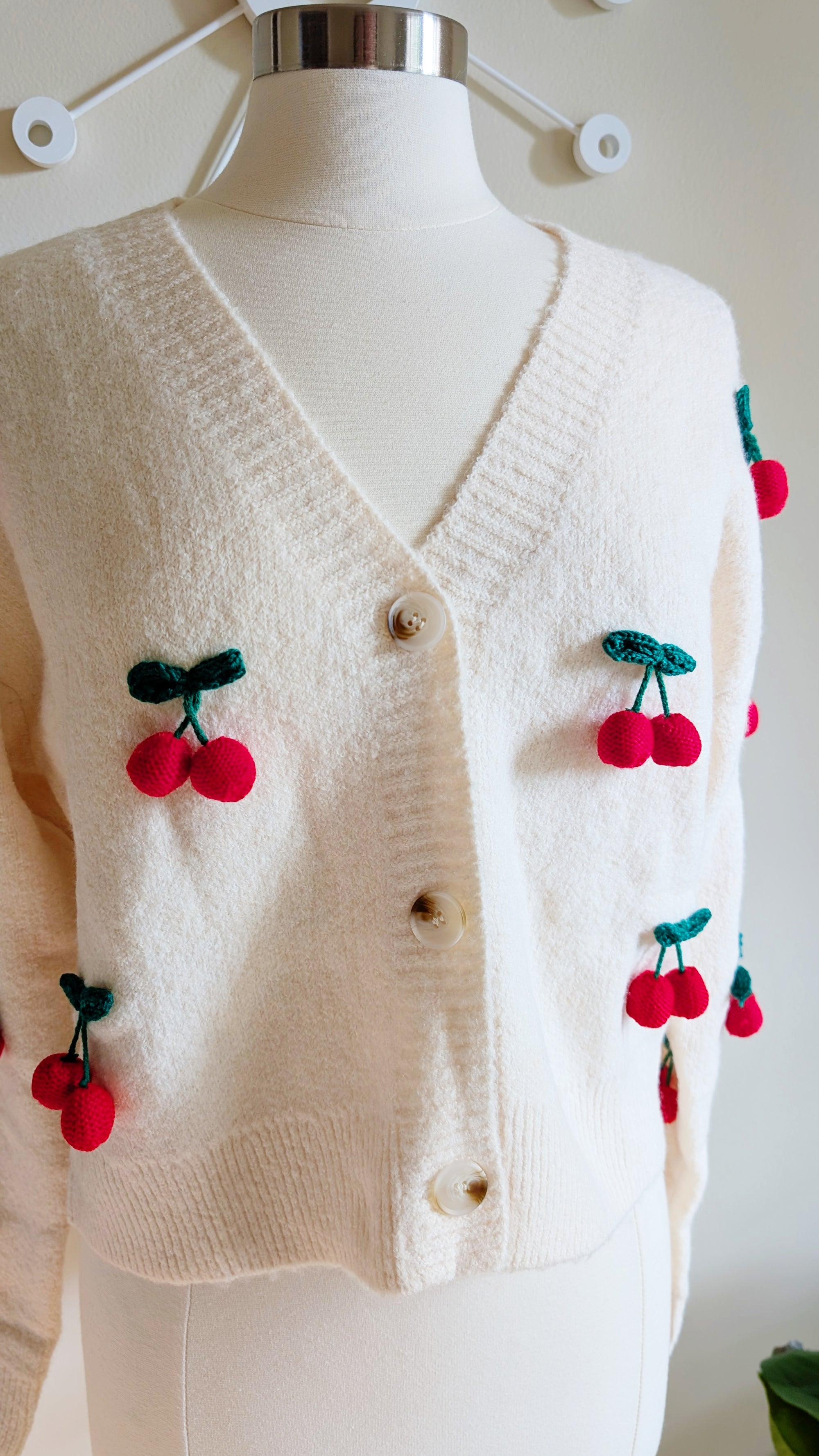 3d cherry cardigan sweater