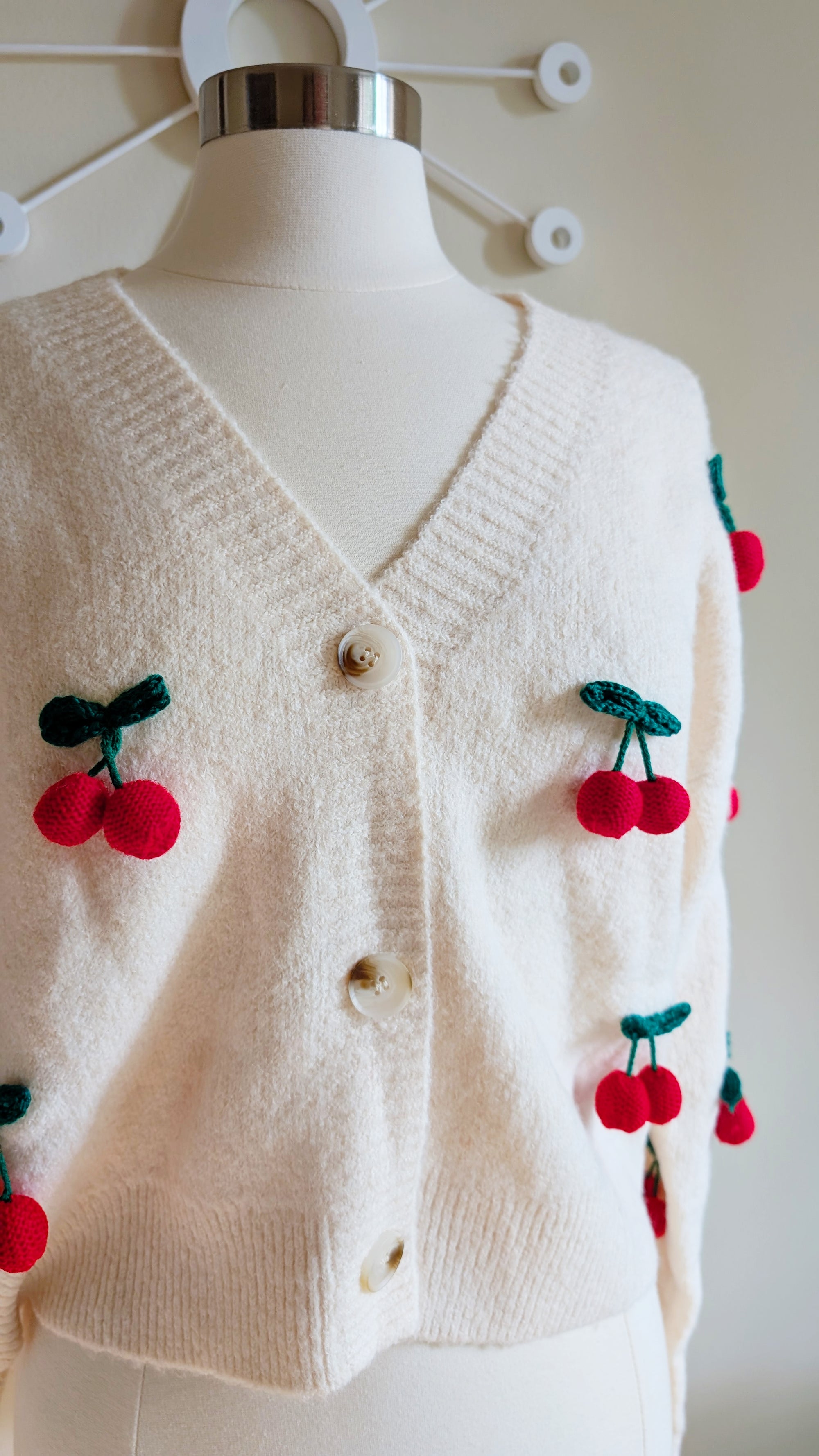 3d cherry cardigan sweater