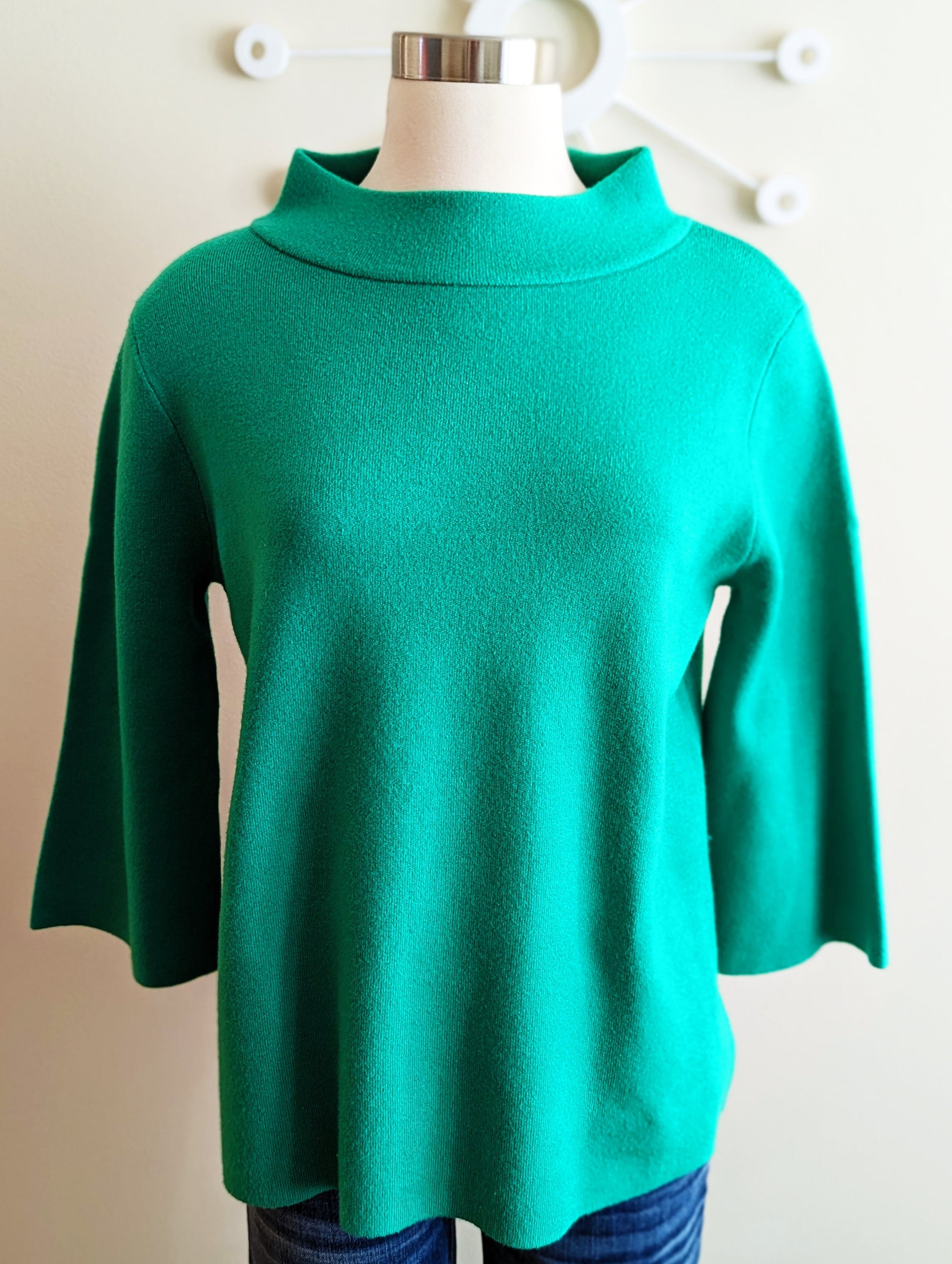 kelly green mock neck sweater